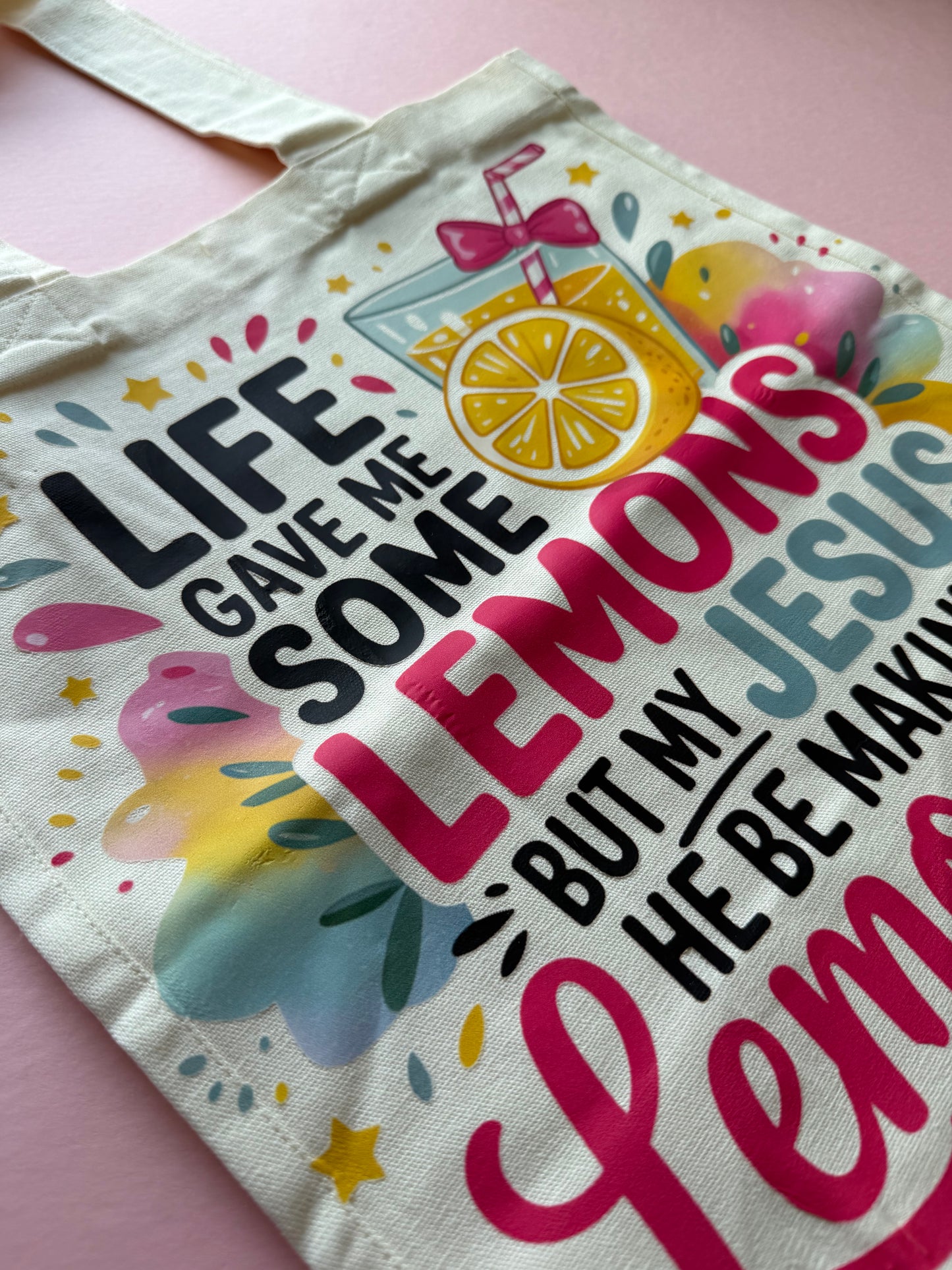 My Jesus makes Lemonade Canvas tote
