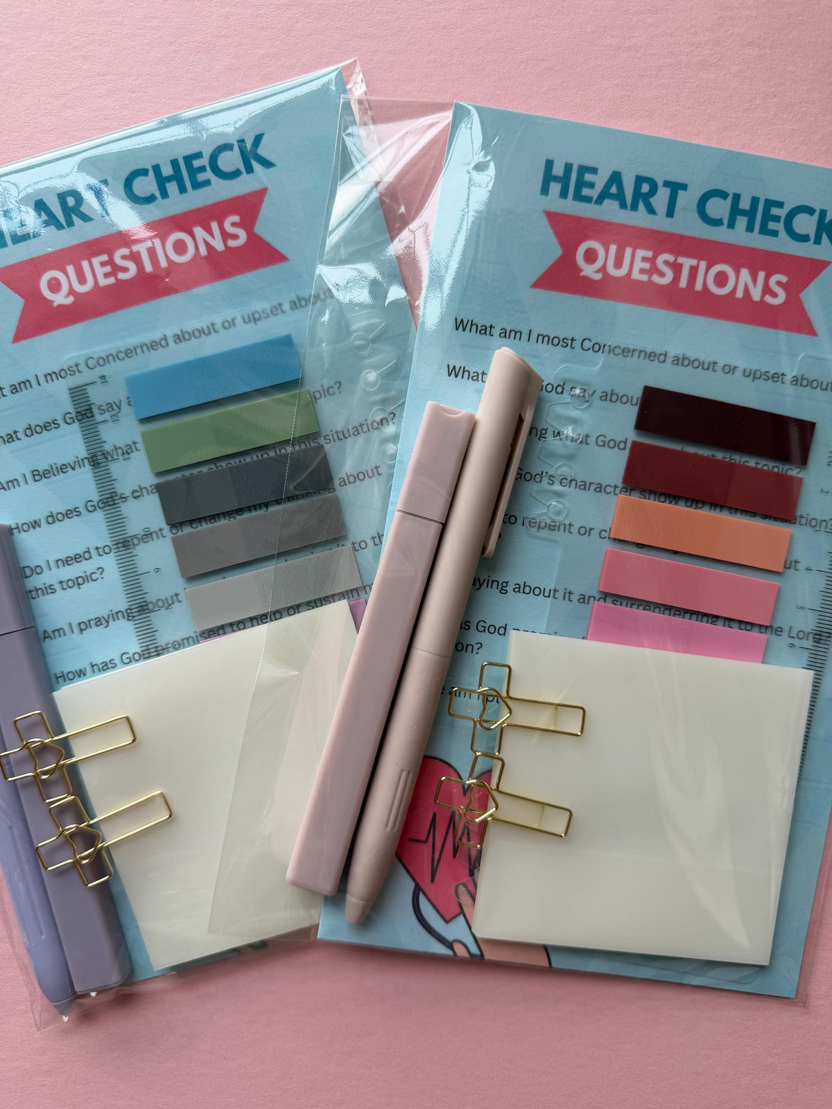 Bible study kit, heart check bookmark, Christian pray study guide