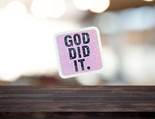 Sons & Daughters "God Did It" graphic T-shirt with bold black text on white fabric, casual and stylish apparel for everyday wear.