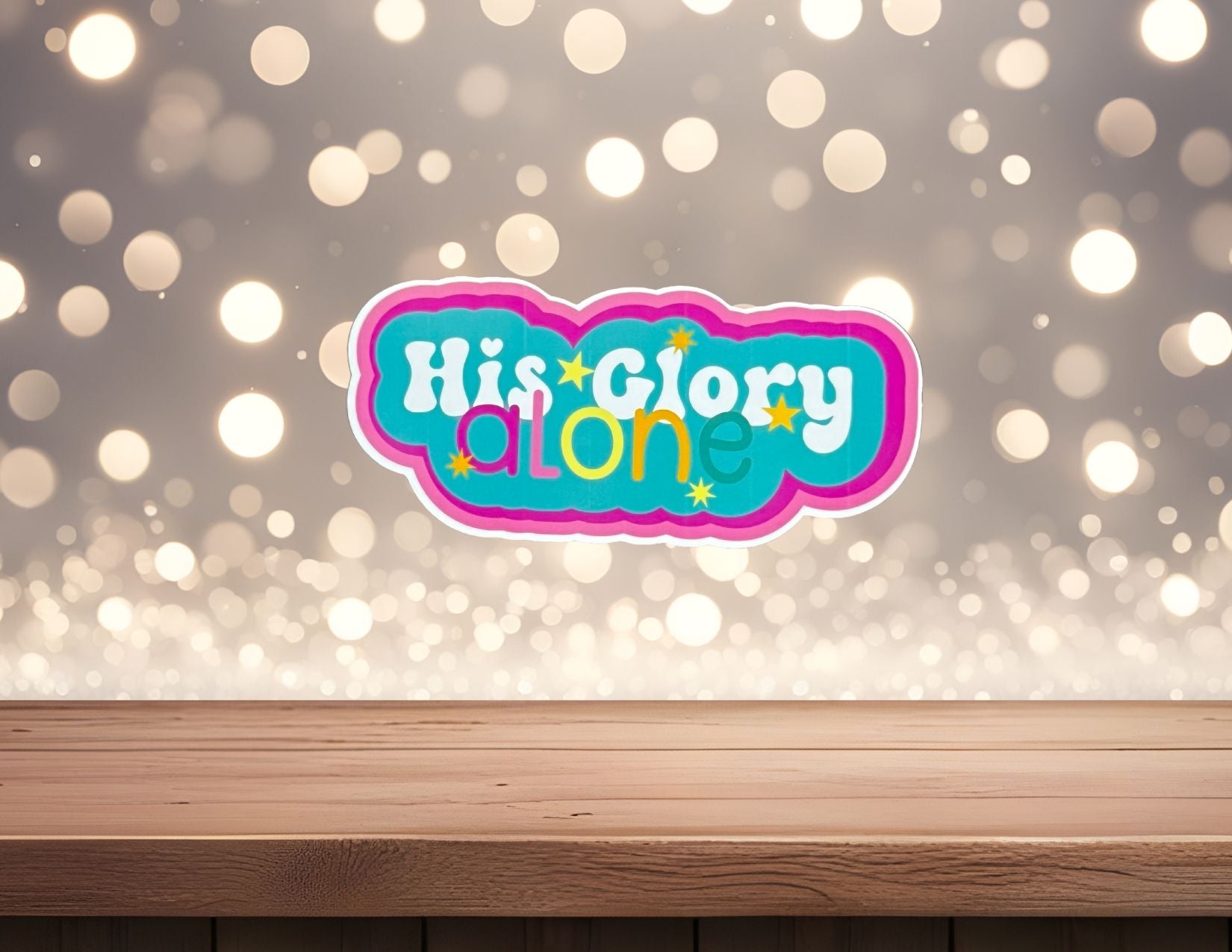 Cover of the book "His Glory Alone" by My Store featuring vibrant religious-themed artwork and title text.