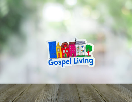 Gospel Living book by Sons & Daughters, featuring a colorful cover with religious-themed illustrations and inspiring text.