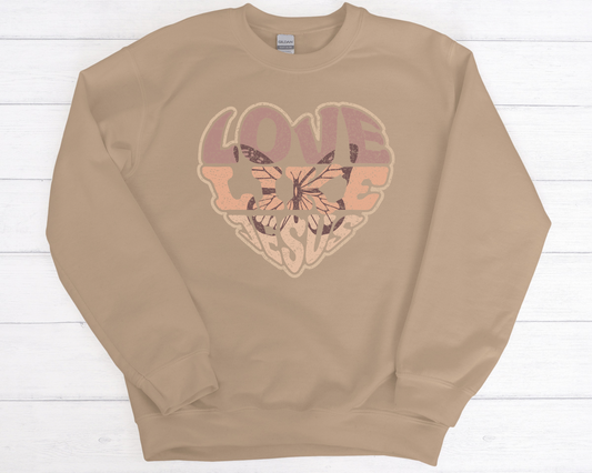 Sons & Daughters Love Like Jesus sweatshirt featuring a cozy, casual fit with printed text on the front, in a soft fabric.