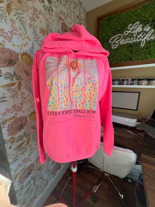 Sons & Daughters "Every Knee Shall Bow" hoodie featuring a front graphic and comfortable fit, in a casual streetwear style.