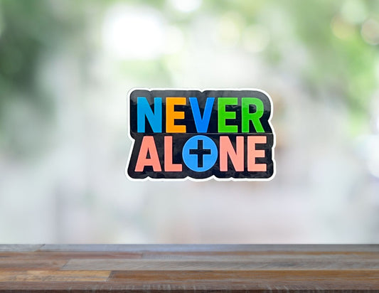 Sons & Daughters Never Alone album cover artwork featuring abstract colorful illustrations and typography.