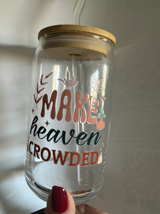 Sons & Daughters Truth and Encouragement Glass Can with clear glass body and engraved inspirational message.