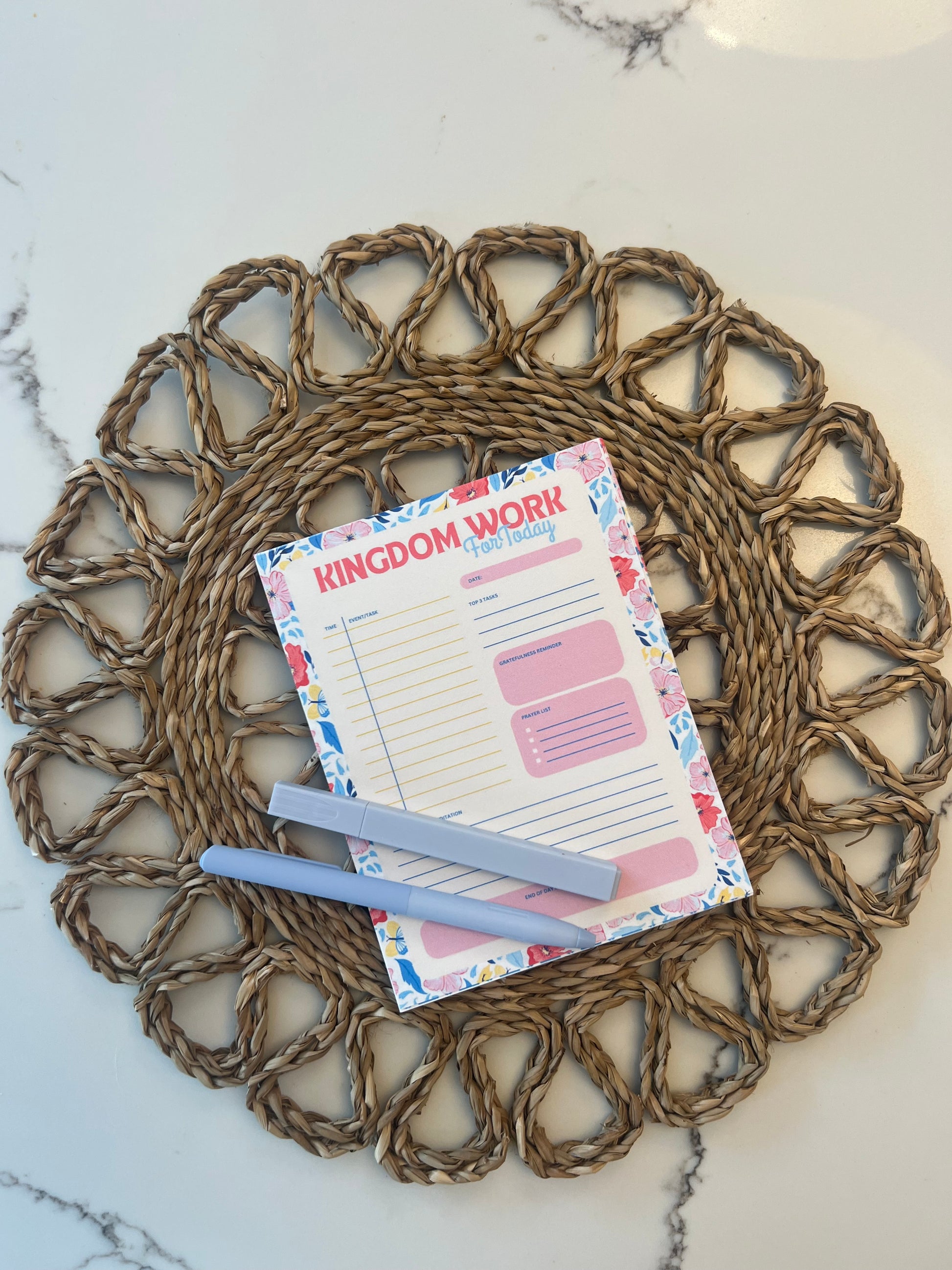 Faith-based daily checklist notepad by Sons & Daughters, featuring inspirational stationery design with checkboxes and religious motifs.