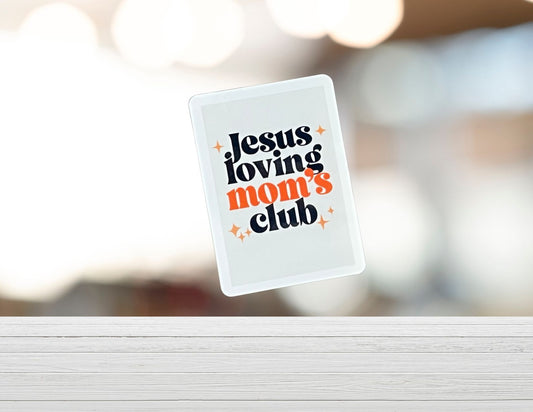 Jesus Loving Mom's Club T-shirt by My Store, front view showing the printed design on a casual cotton shirt.