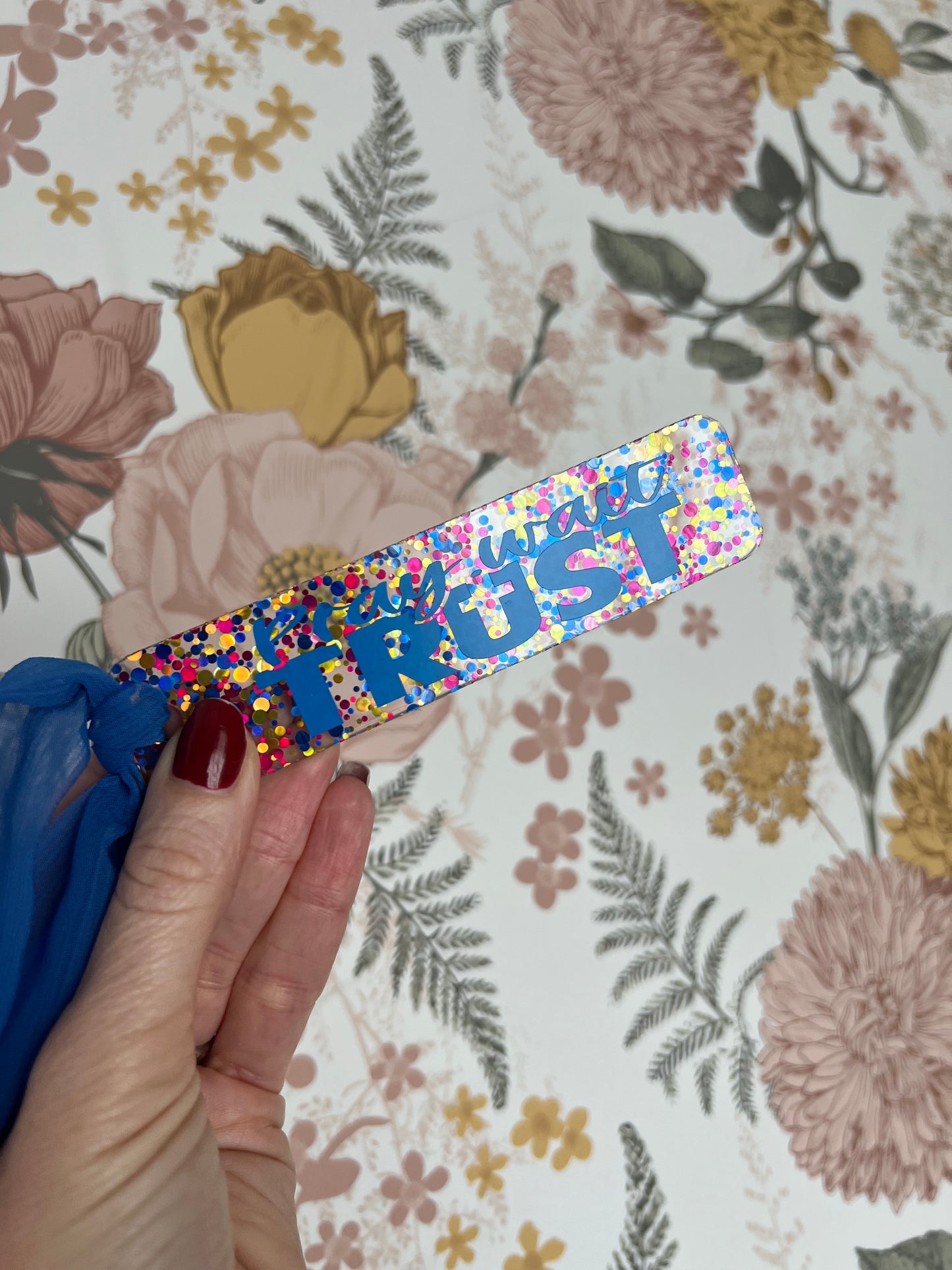 Glittering Truth acrylic bookmark by Sons & Daughters, decorative gift bookmark with shimmering glitter finish.