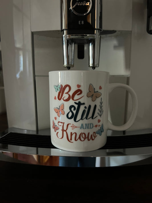 Glassware mug with inspirational faith saying from Sons & Daughters, featuring a faith-themed design and uplifting message.