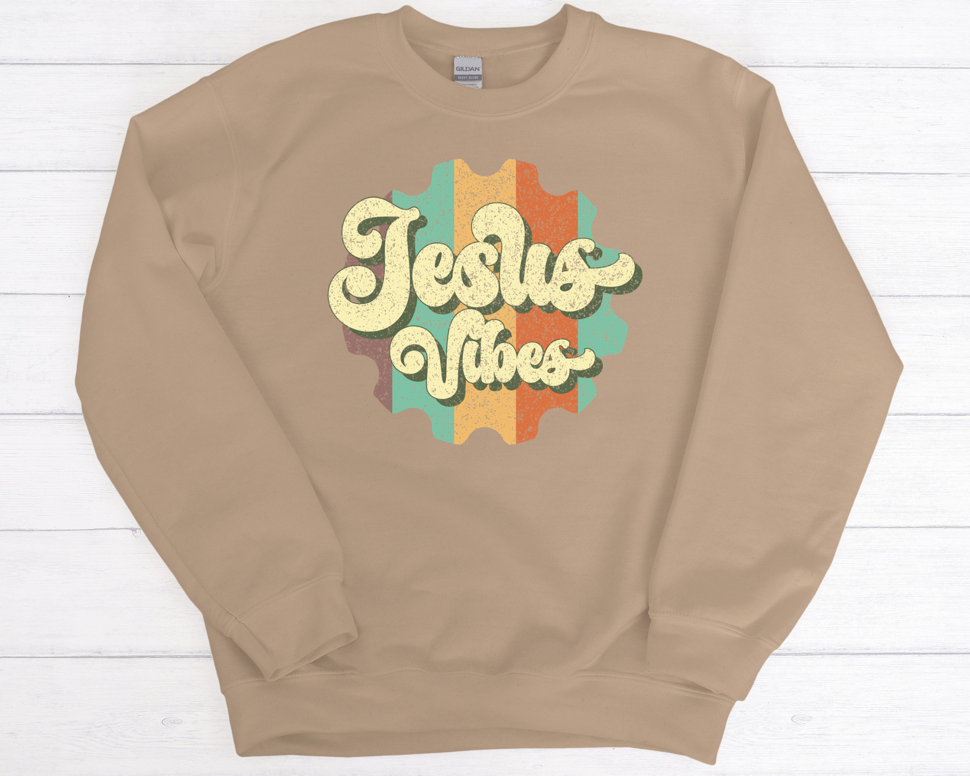 Jesus Vibes t-shirt by Sons & Daughters featuring a graphic design with spiritual and modern Christian imagery.