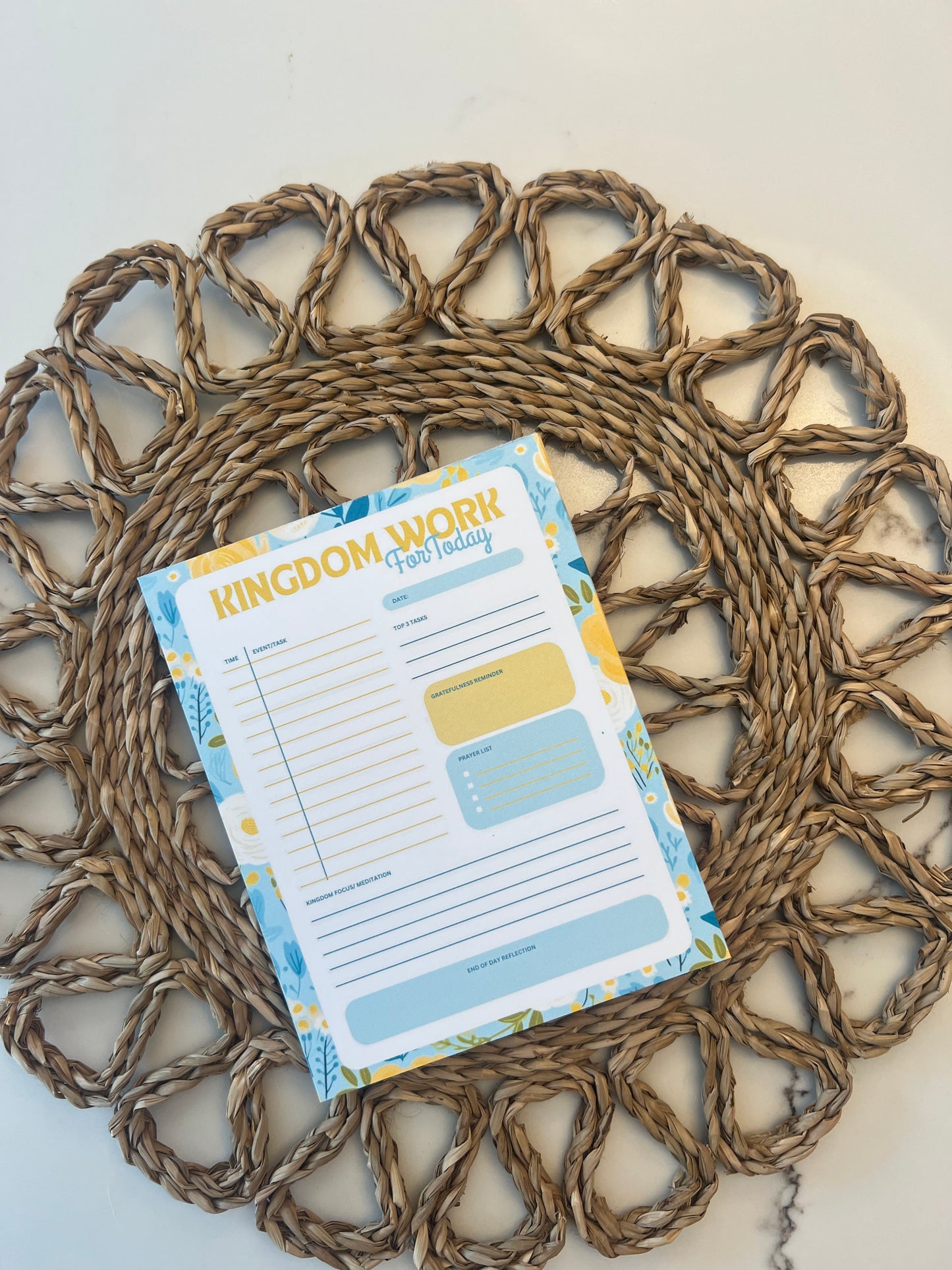 Faith-based daily checklist notepad by Sons & Daughters, featuring religious-themed stationery with daily prompts and inspirational design.