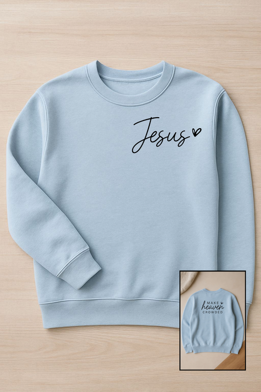 Sons & Daughters Make Heaven Crowded sweatshirt in black with graphic print, casual crewneck design, and comfortable fit.