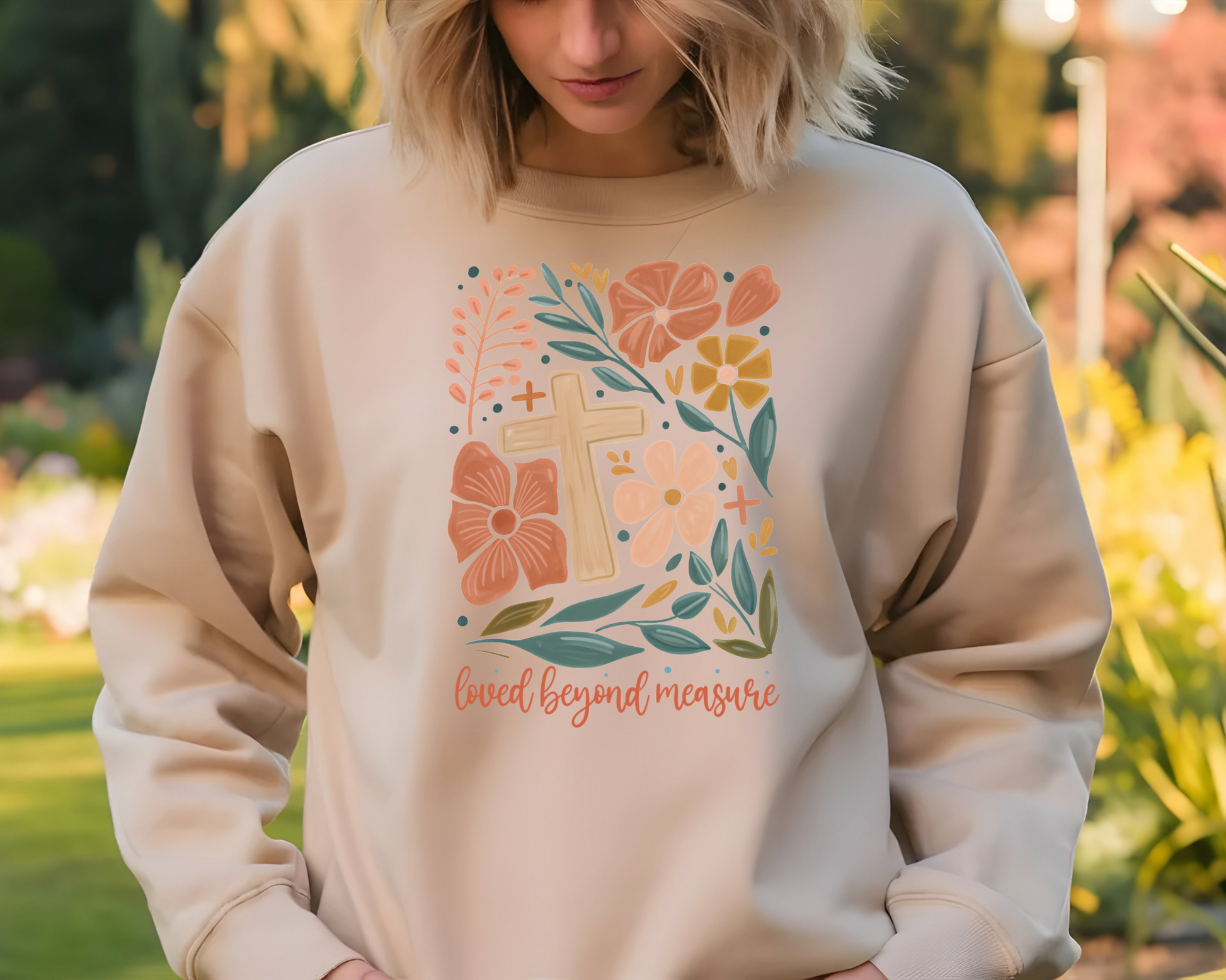 Sons & Daughters love beyond measure sweatshirt featuring a cozy, casual fit with a heartfelt love message graphic.