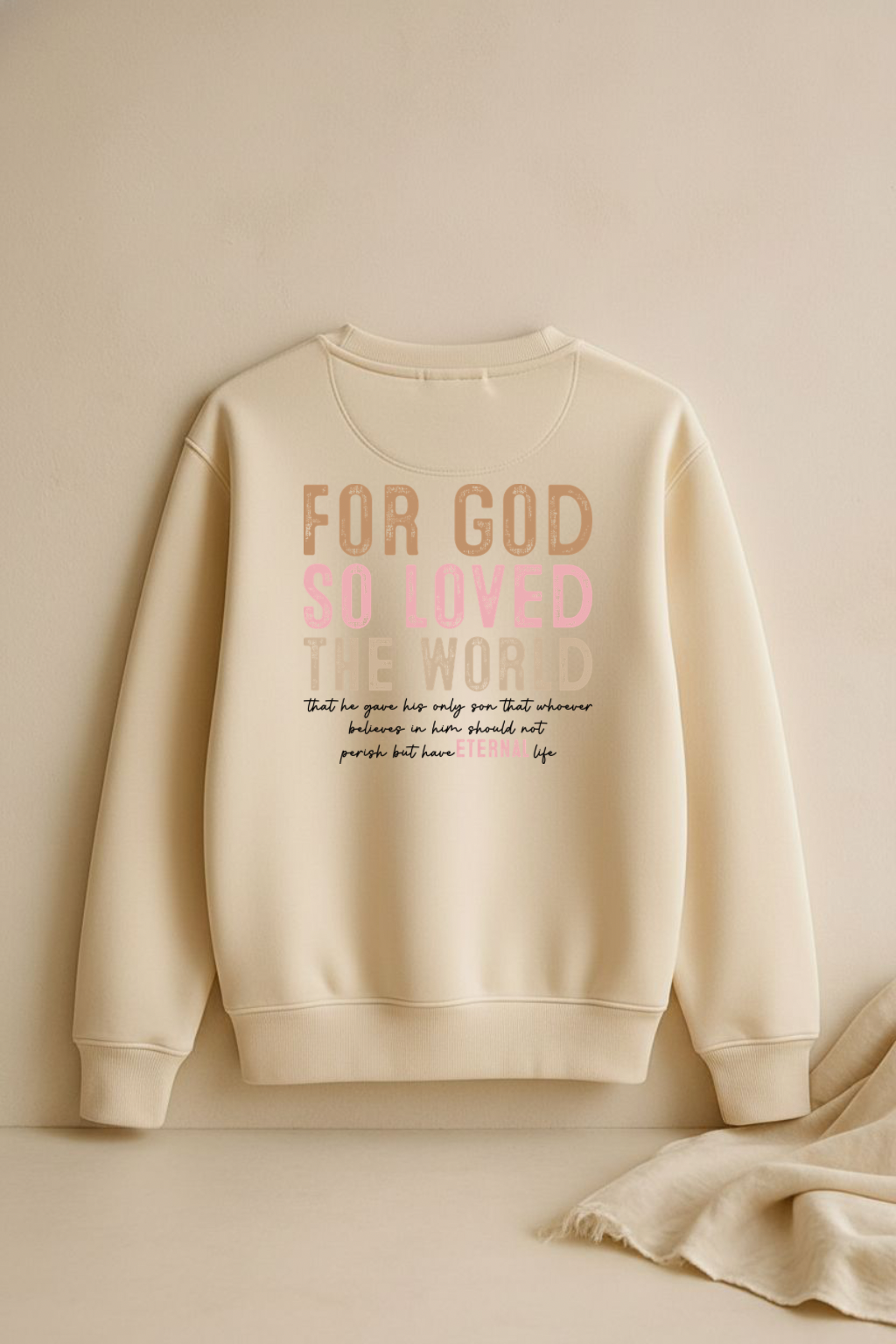 Sons & Daughters John 3:16 sweatshirt featuring a comfortable cotton fabric and religious scripture design in a casual style.
