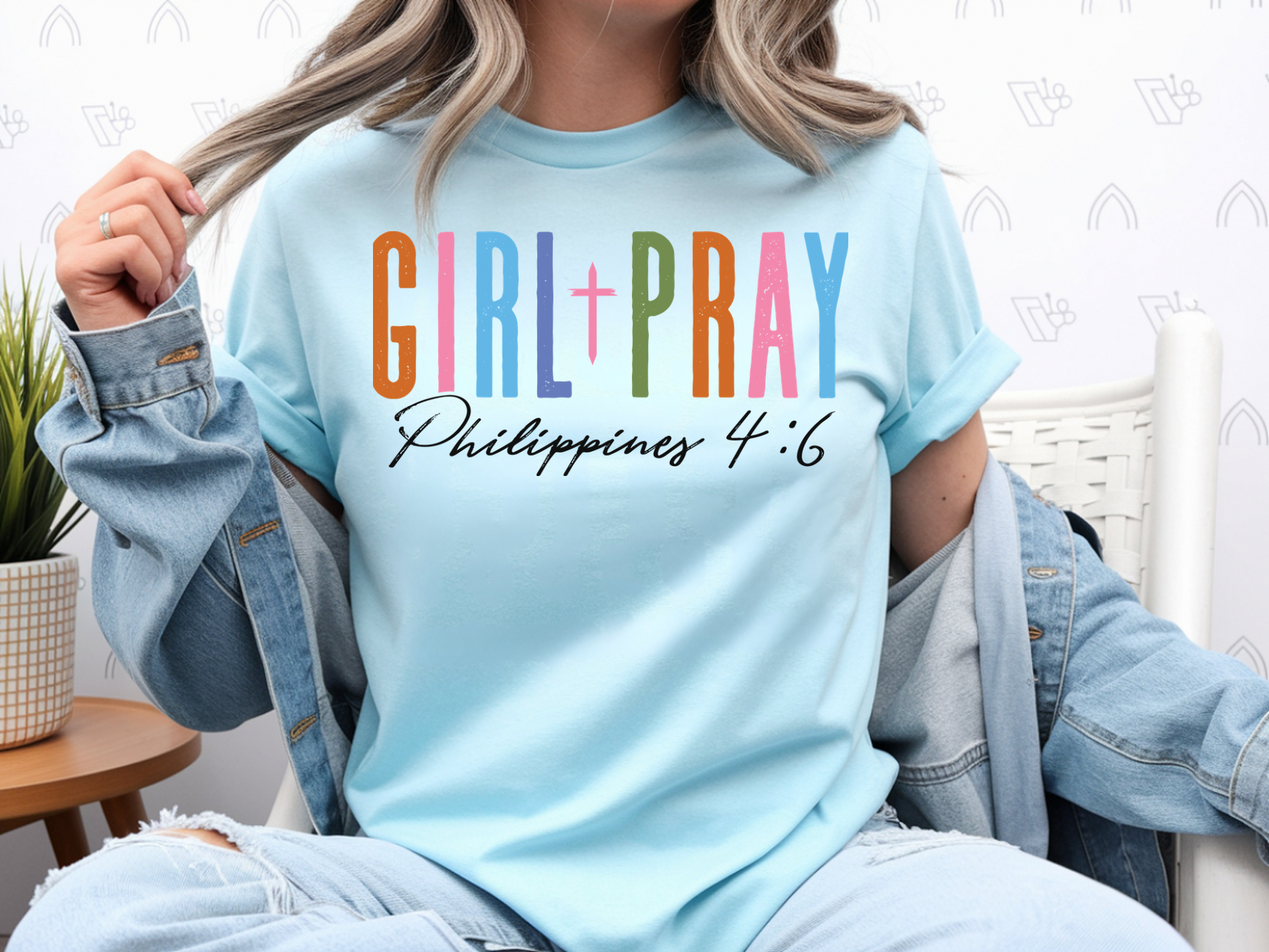 Girls' pray t-shirt by Sons & Daughters featuring a casual design with a prayer graphic on the front.