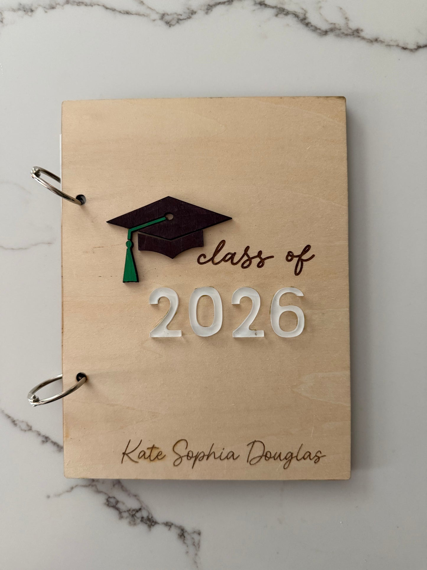 Personalized wooden graduation card holder with engraved "2026" and Bible verse option, ideal for keepsake and senior gift.