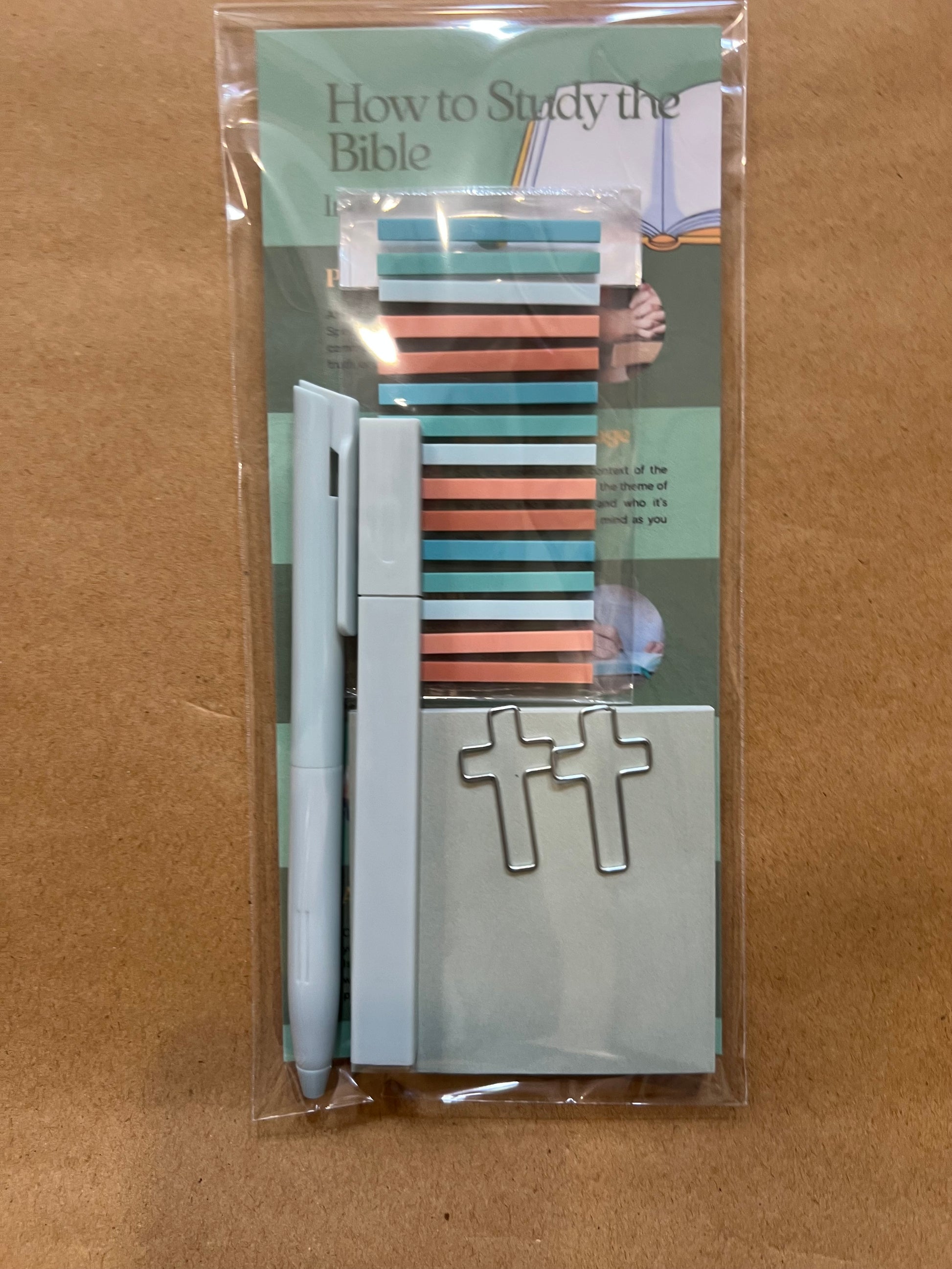 Sons & Daughters inductive Bible study kit with stationery including notebooks, highlighters, and pens for in-depth Bible study.