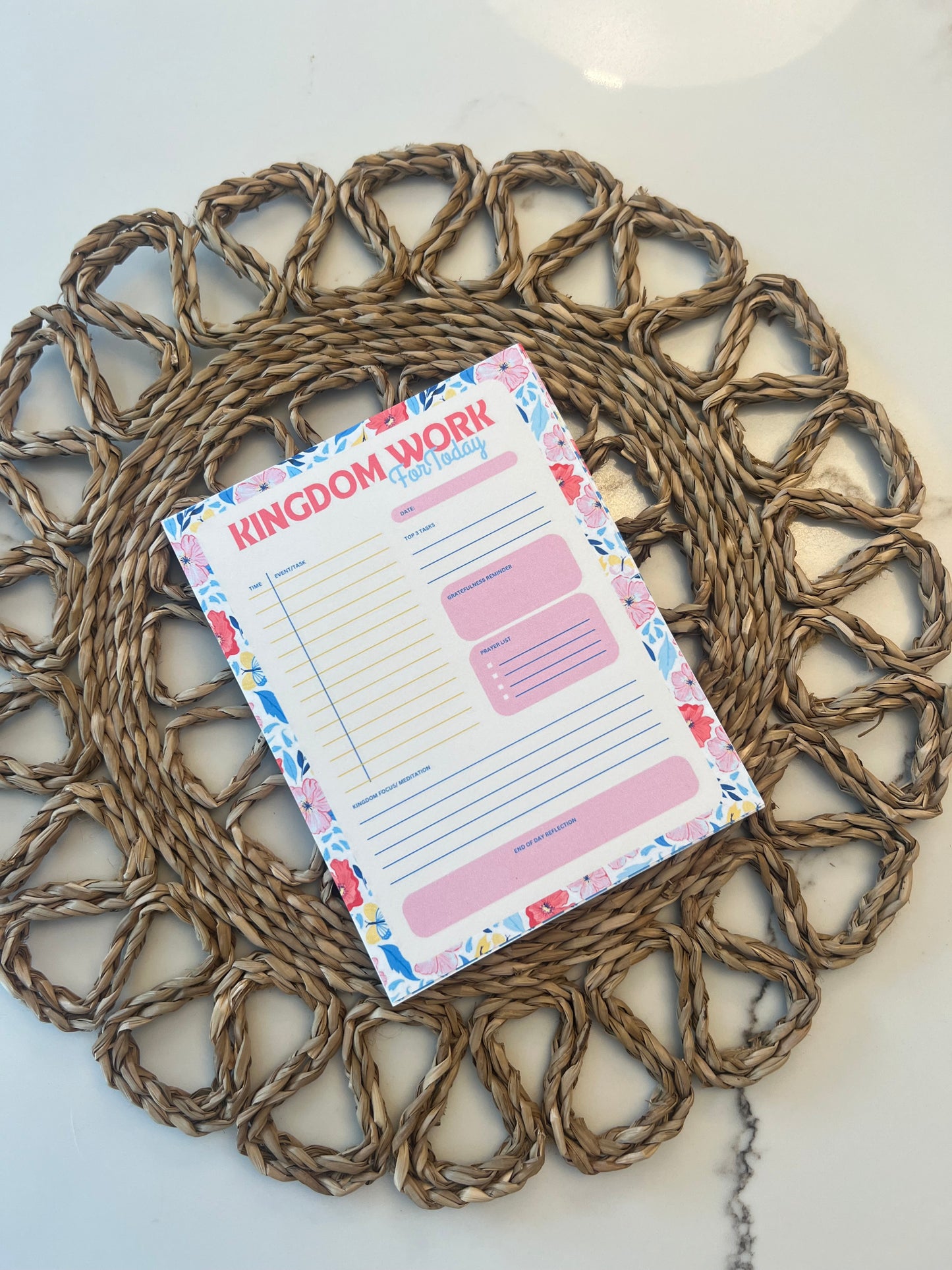 Faith-based daily checklist notepad by Sons & Daughters, featuring inspirational stationary with checklist pages and religious designs.