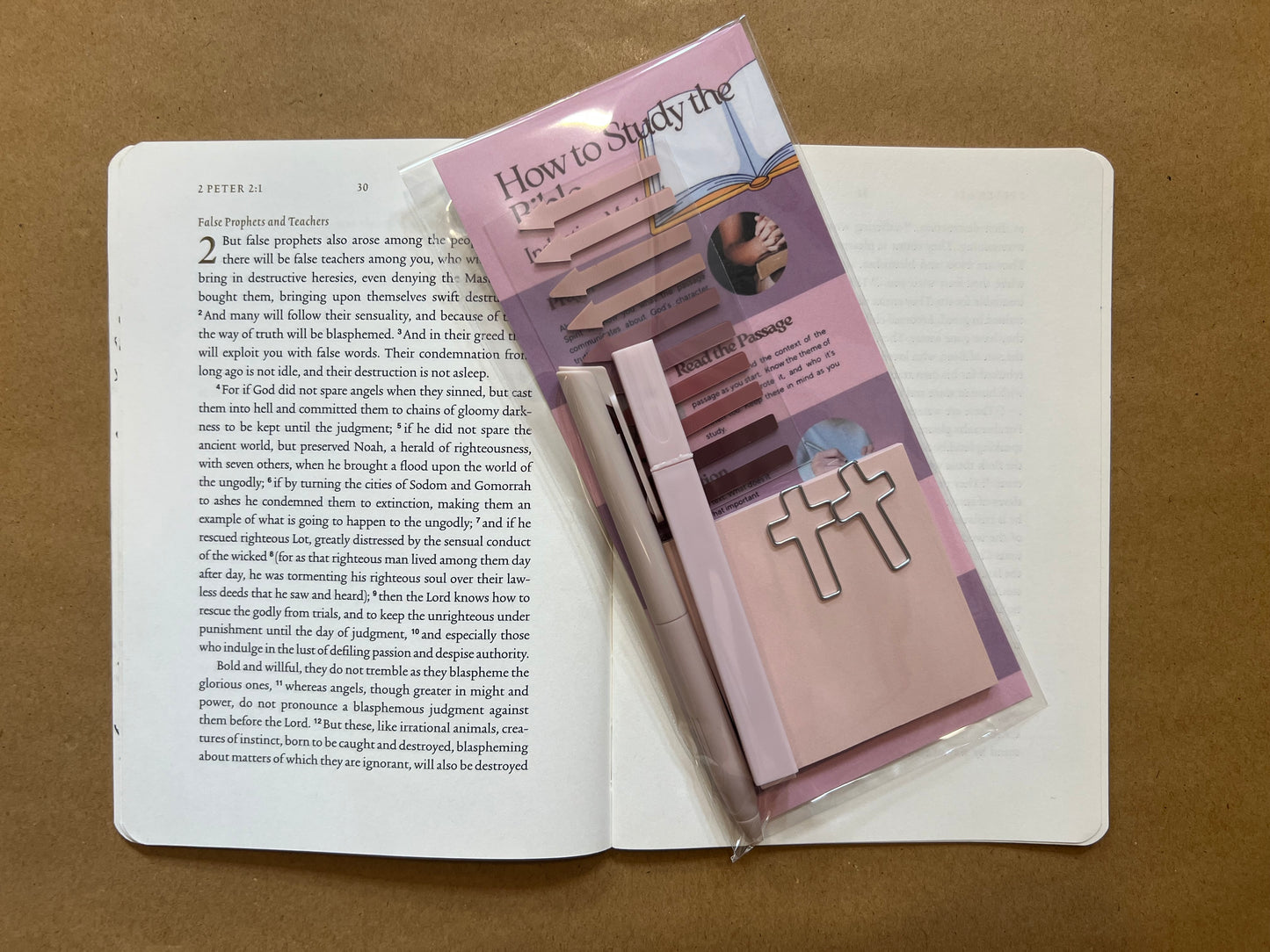 Sons & Daughters inductive Bible study kit with stationery including pens, highlighters, and notebooks for detailed scripture study.