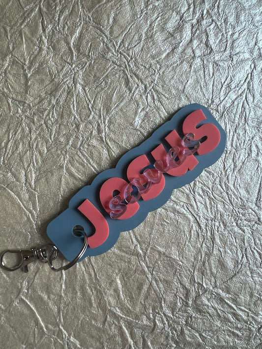 Sons & Daughters Jesus Saves tag featuring a Christian message, made of metal with a rustic finish and engraved text.