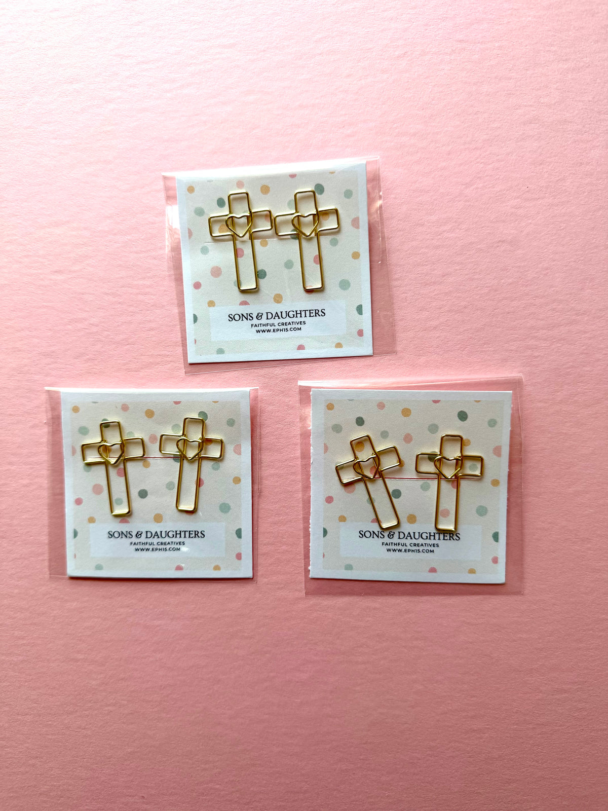 Cross & heart paperclips
