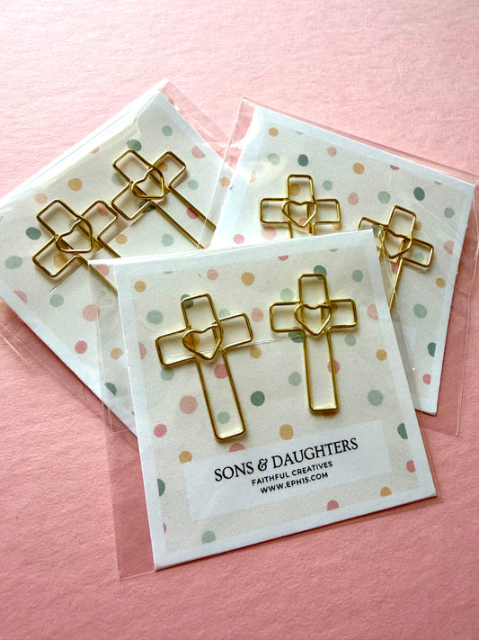 Cross & heart paperclips