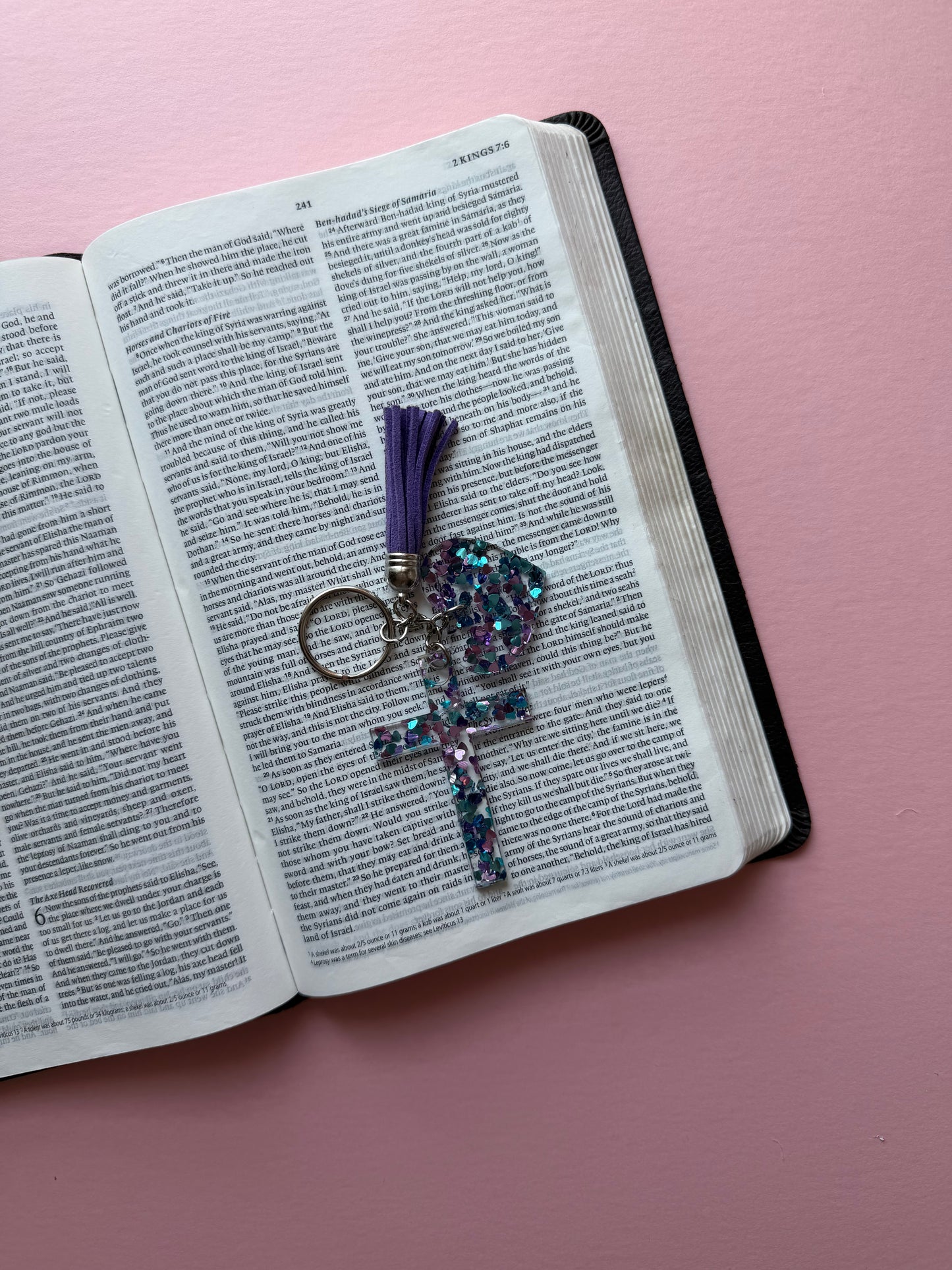 Cross and Heart Acrylic glitter keychains