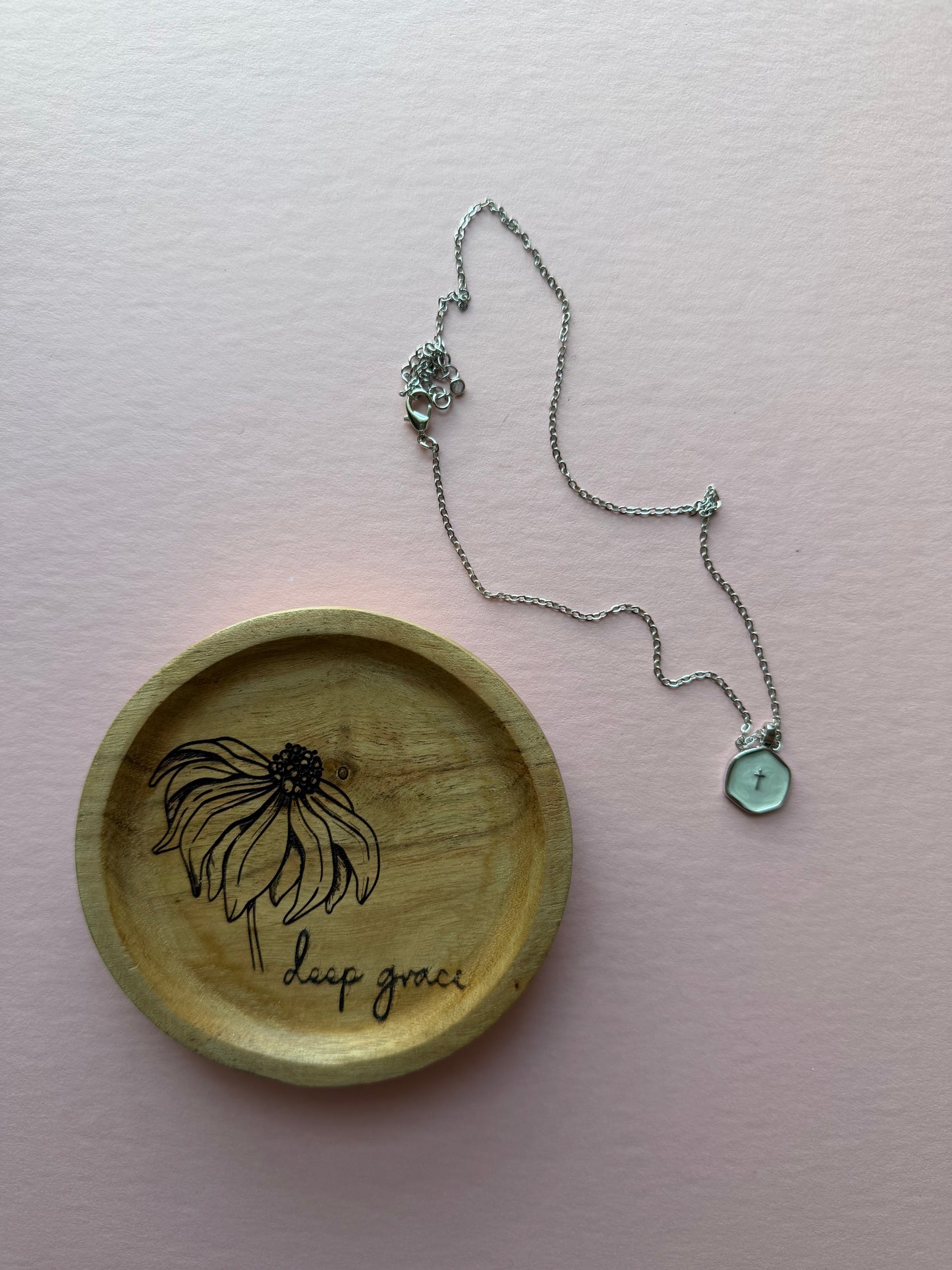 Ring Dish with Cross Necklace