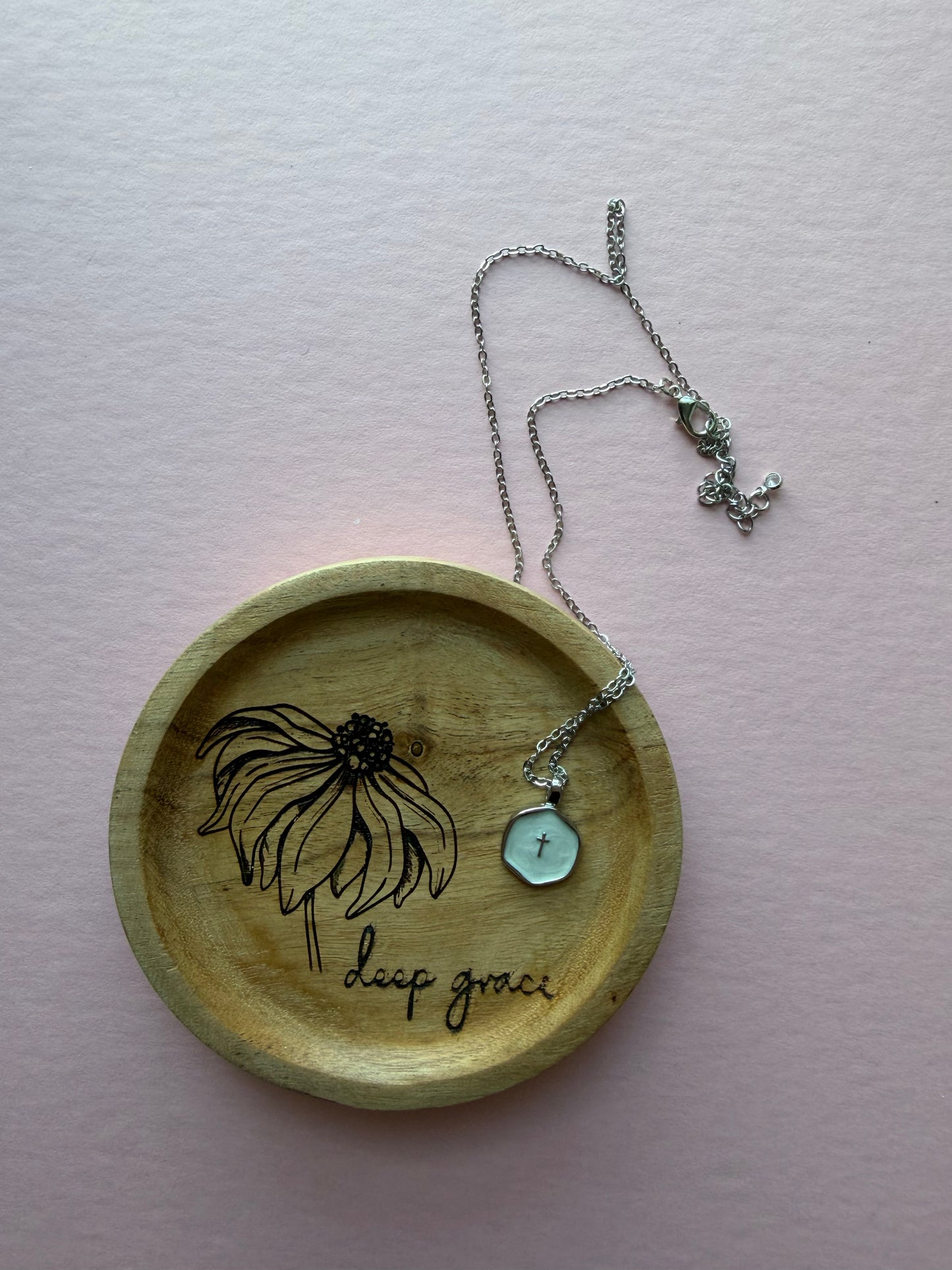 Ring Dish with Cross Necklace