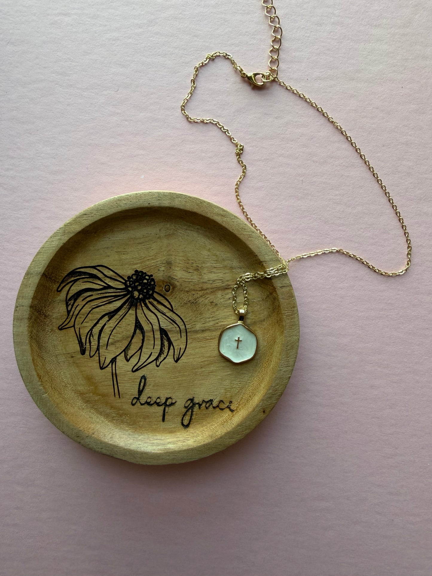 Ring Dish with Cross Necklace