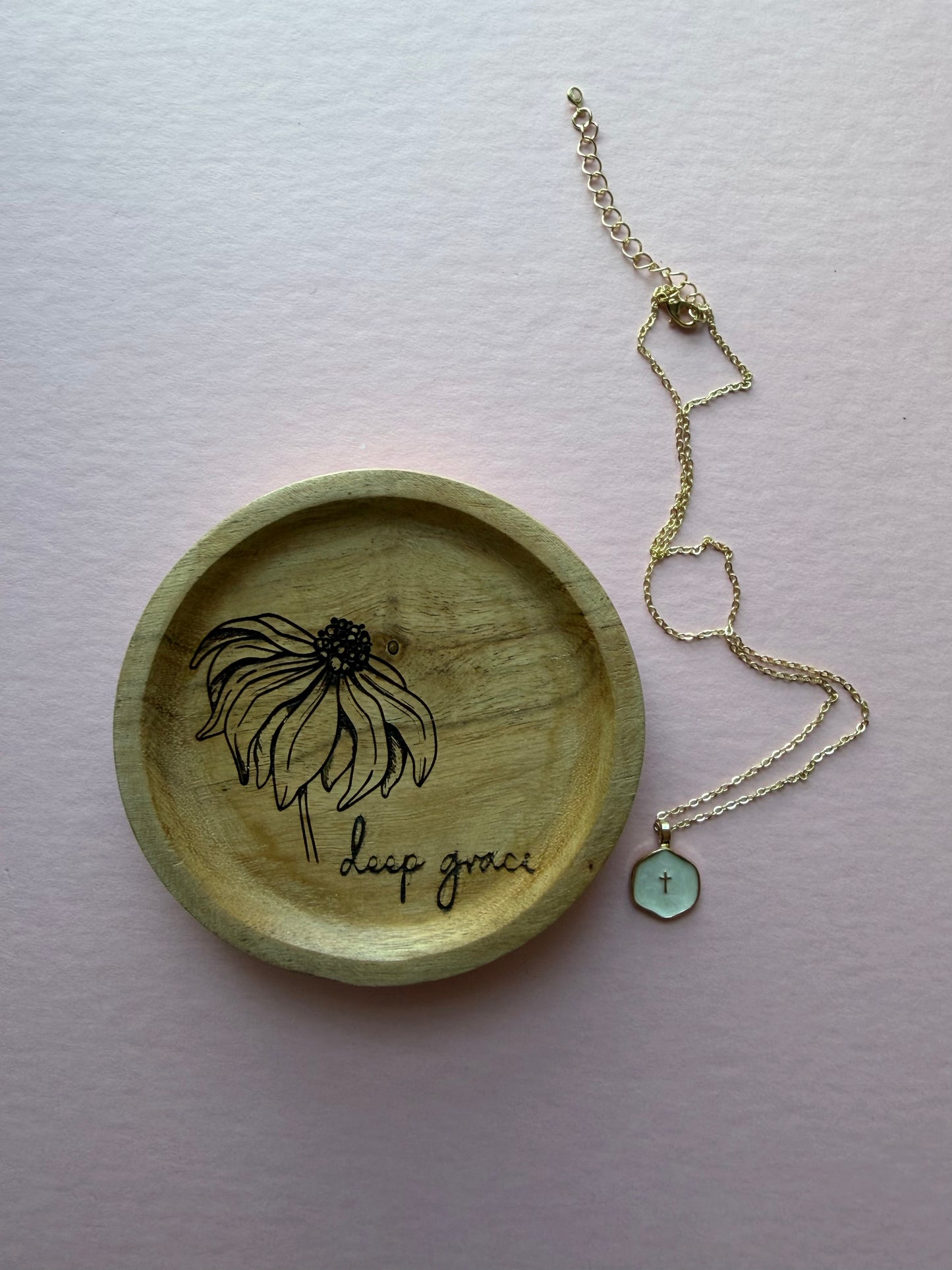 Ring Dish with Cross Necklace