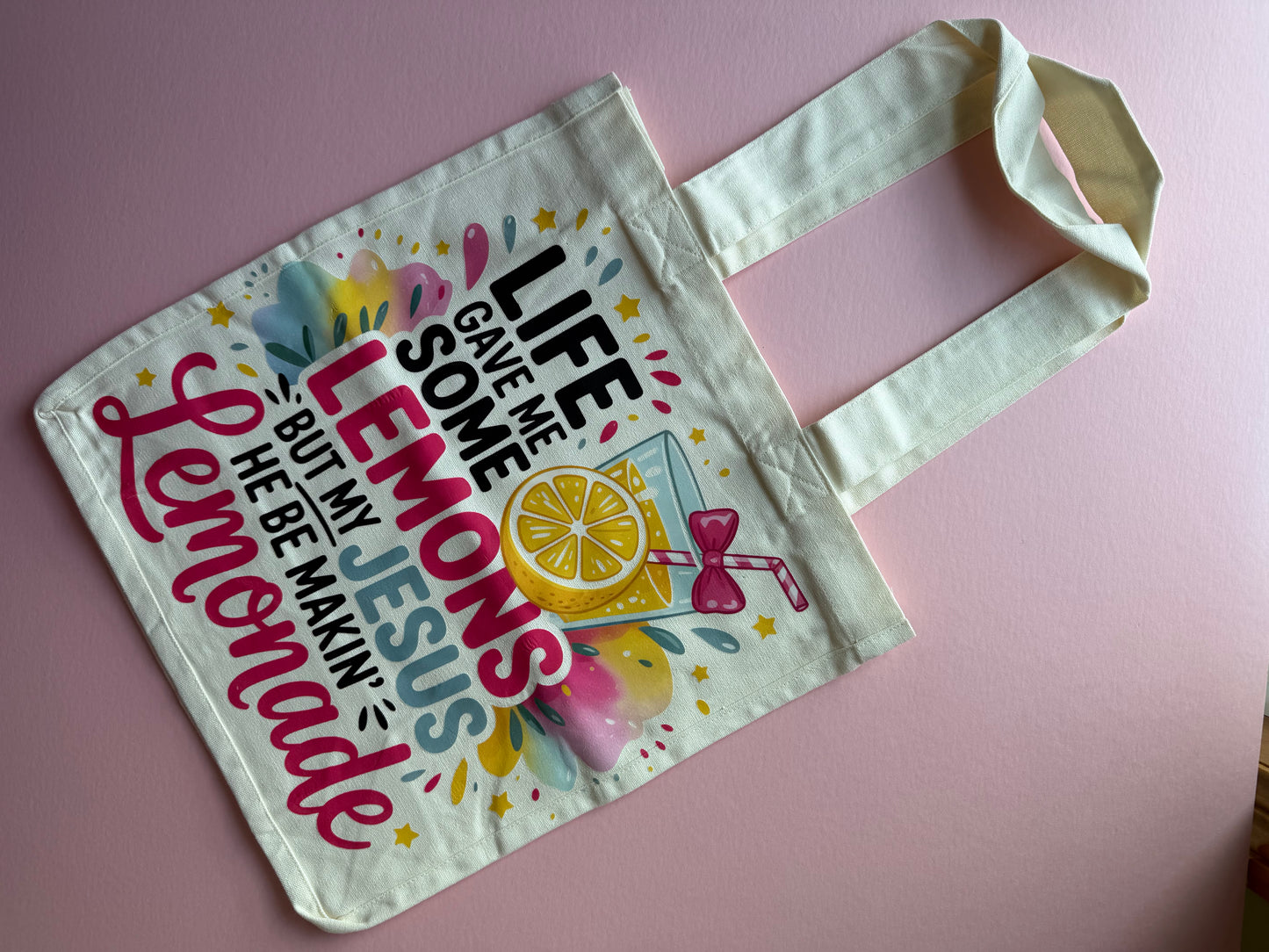 My Jesus makes Lemonade Canvas tote