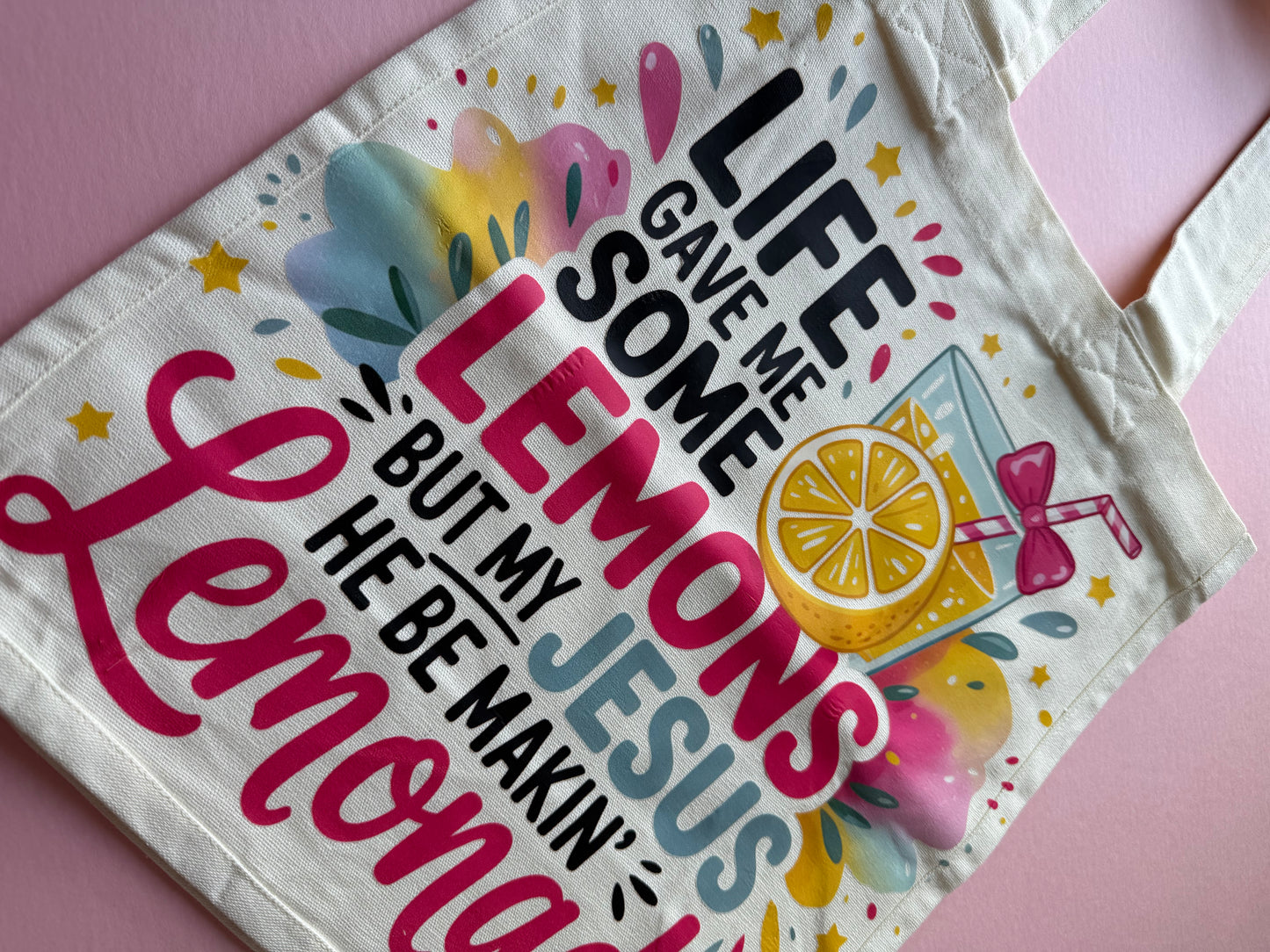 My Jesus makes Lemonade Canvas tote