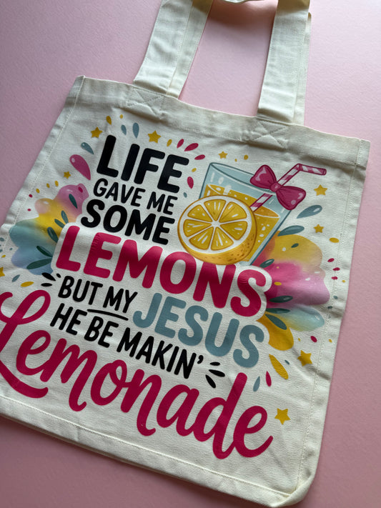 My Jesus makes Lemonade Canvas tote