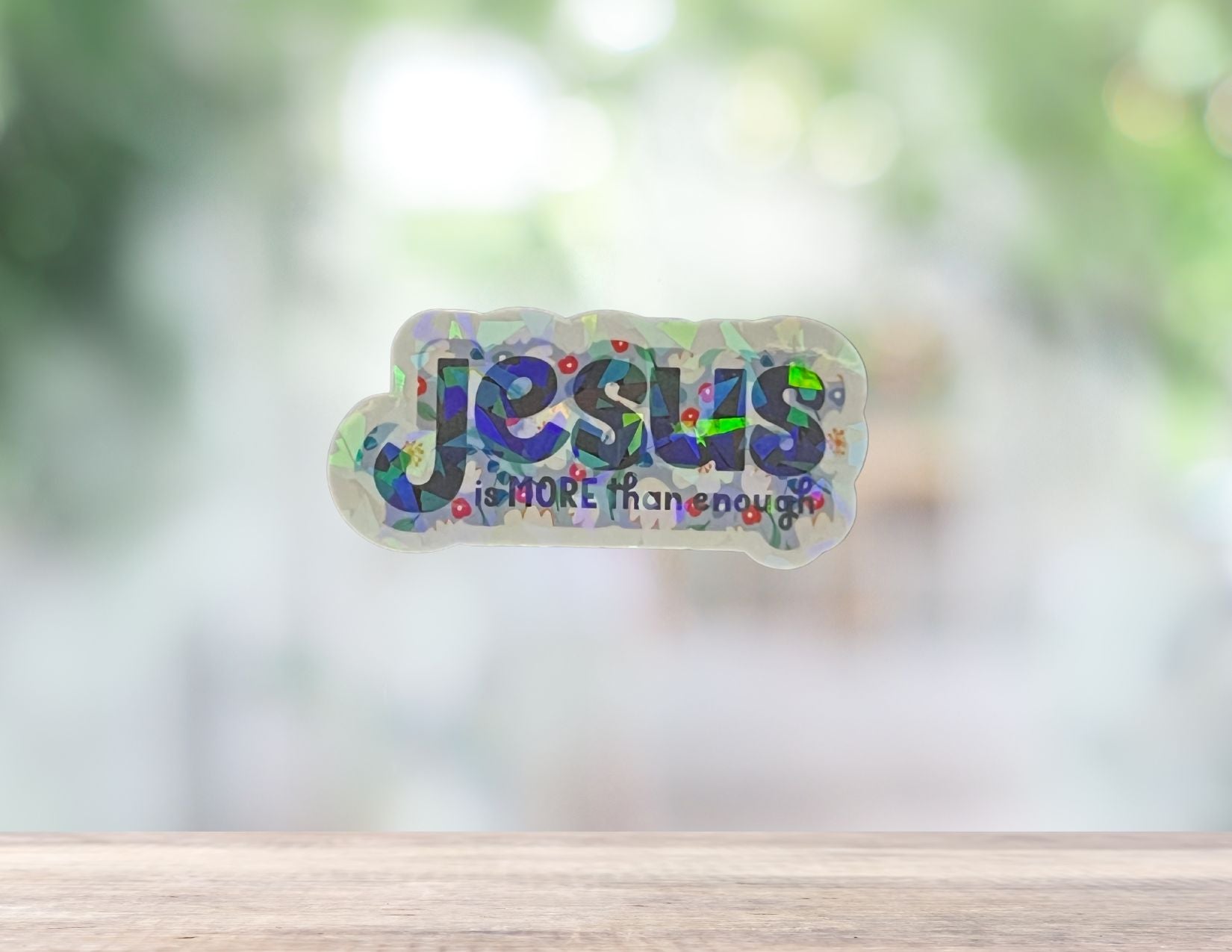 A religious postcard featuring the message "Jesus Is More Than Enough" with Christian-themed artwork and decorative design.