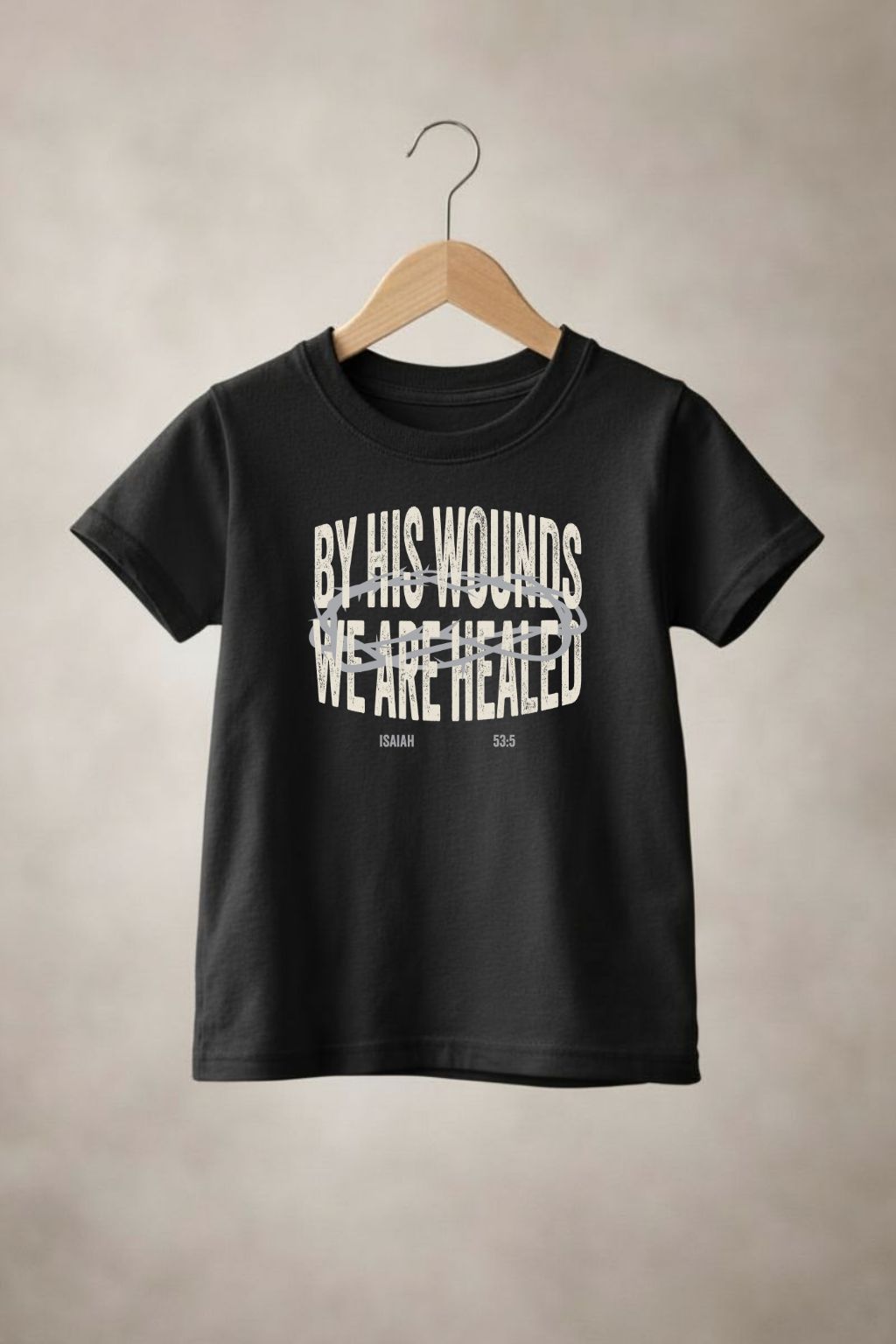 Unisex youth "By his wounds" T-shirt by Sons & Daughters featuring a printed design on a casual cotton tee.