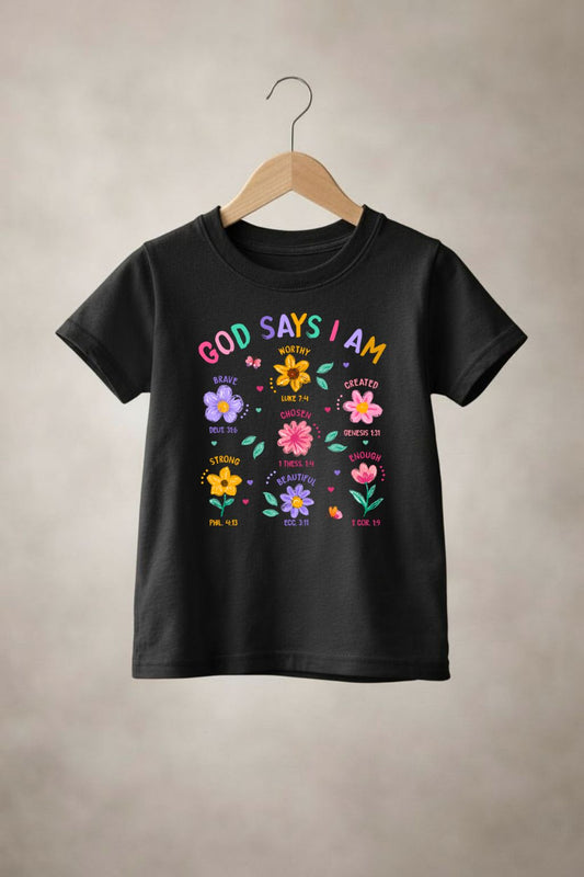 Girls' "God Says" T-shirt by Sons & Daughters featuring a comfortable fit and bold printed design on soft fabric.