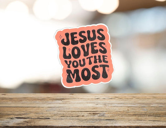 Jesus Loves You Waterproof Sticker – Christian Faith Reminder