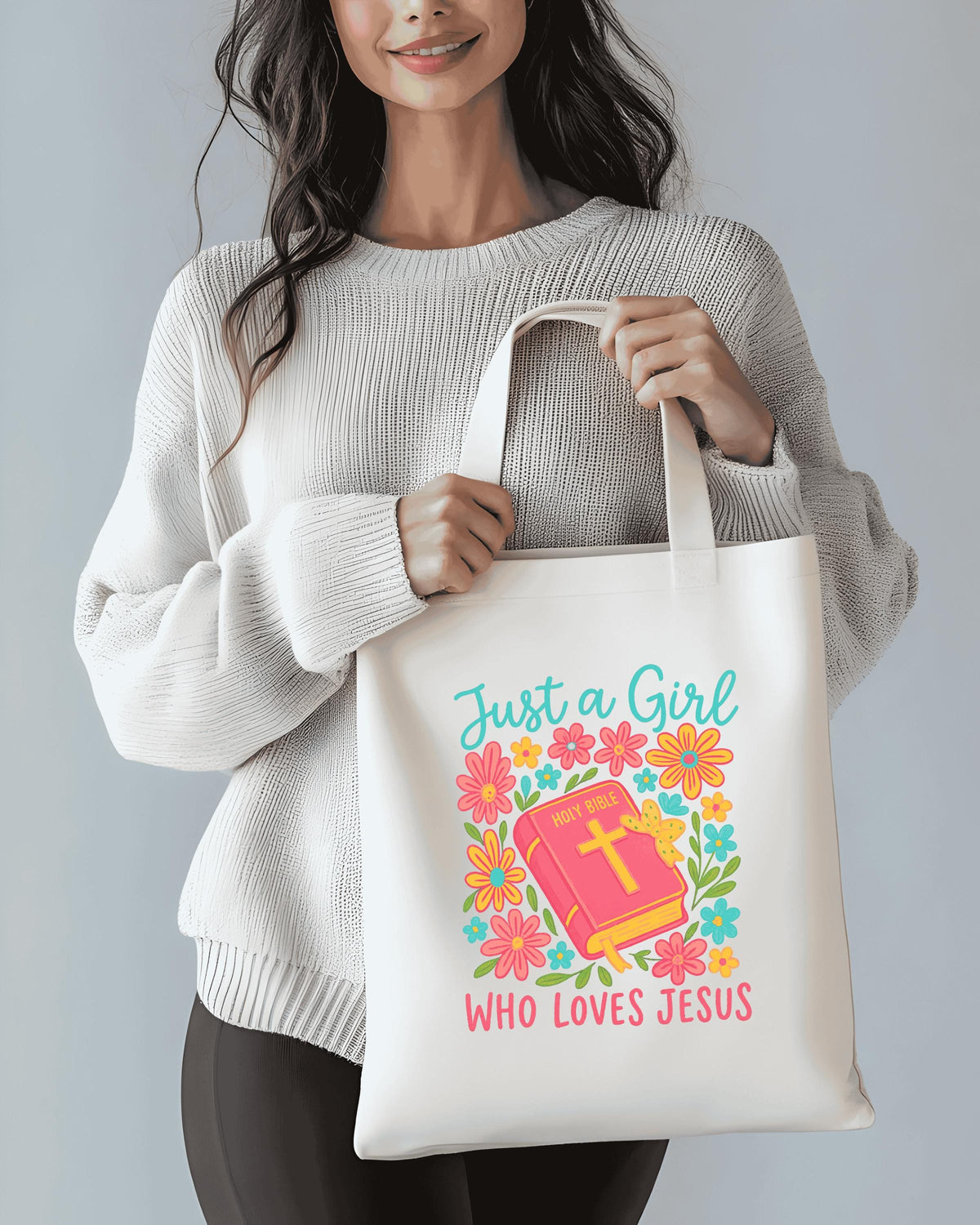Christian Canvas Bag | Colorful & Floral Design tote | Gift for religious Women | bible study bag