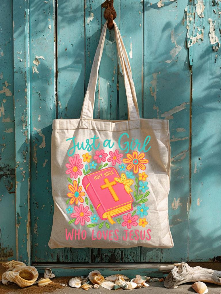 Christian Canvas Bag | Colorful & Floral Design tote | Gift for religious Women | bible study bag