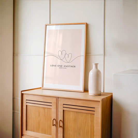 Christian digital download, love one another, Hearts modern wall art