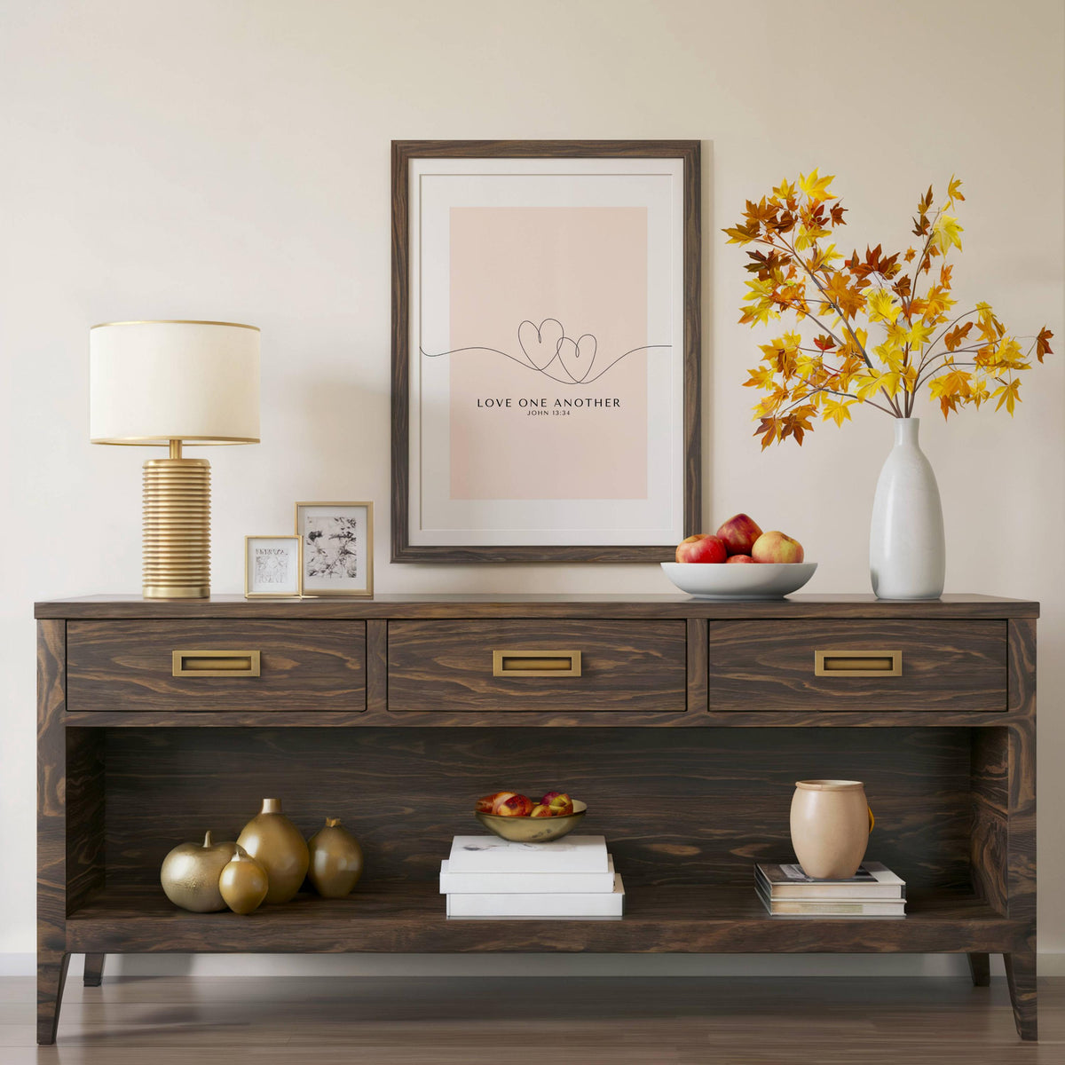 Christian digital download, love one another, Hearts modern wall art
