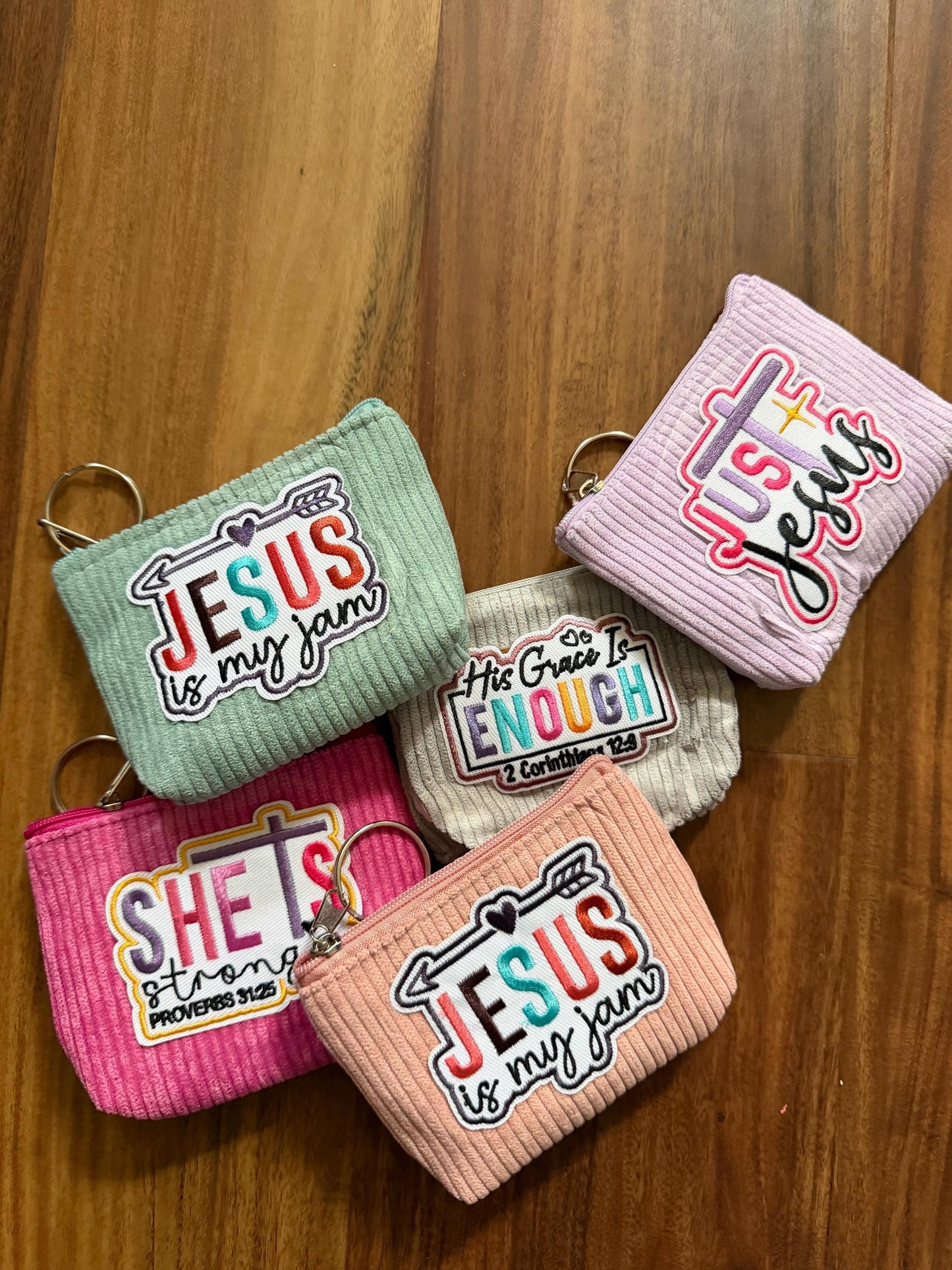 Colorful Corduroy wallet, fun faith patch