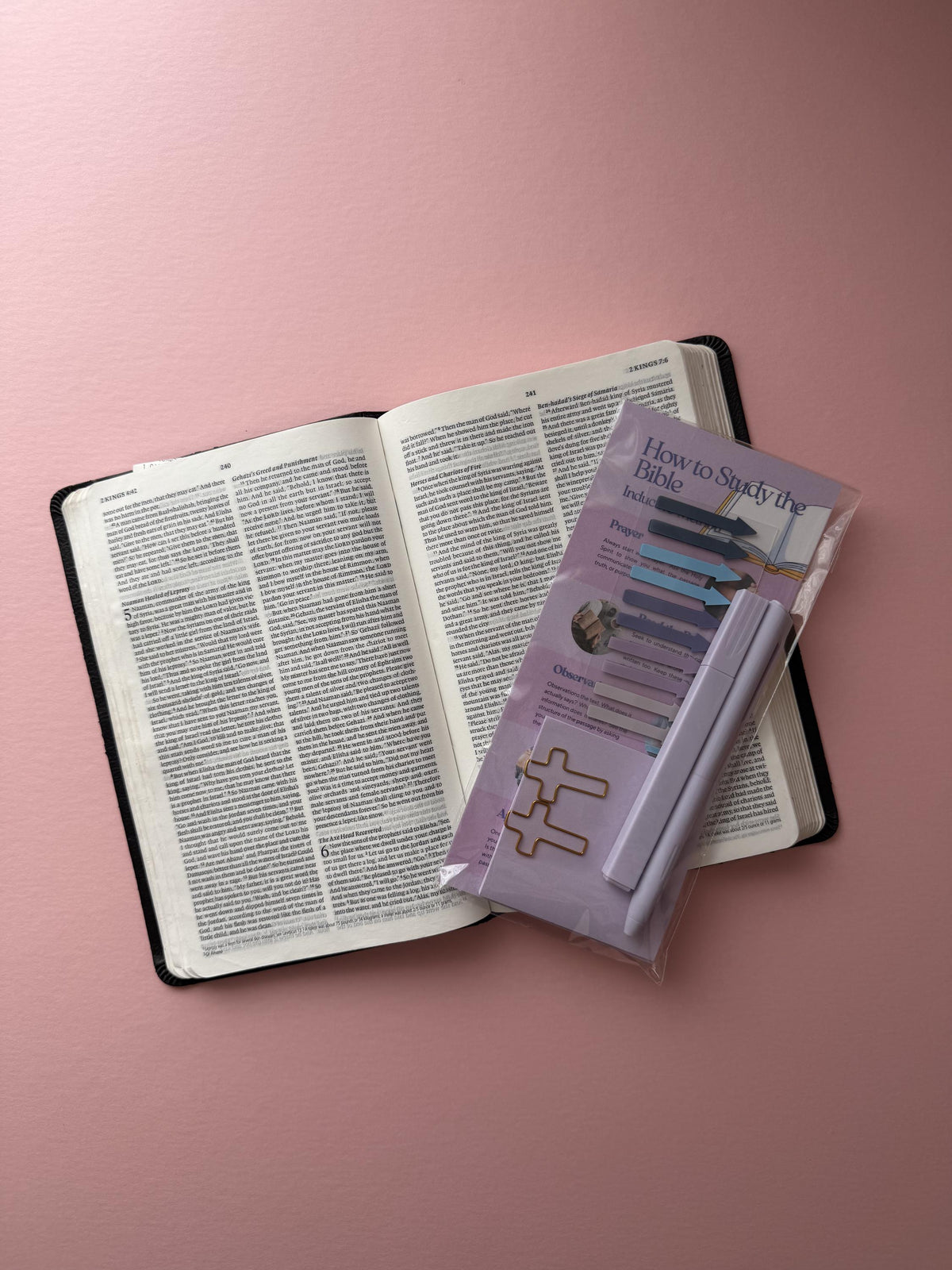 Bible Study Starter Kit | Faith-Based Journaling & Reflection Tools | Bible Study Guide, Highlighters, Bookmarks, Gift for Her
