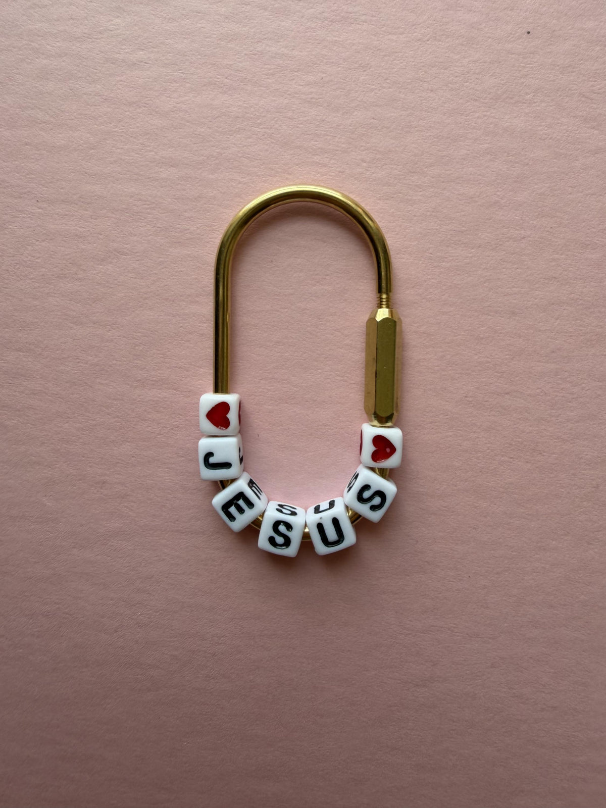 Jesus Carabiner, Textured Gold Bag Charm and Christian Keychain