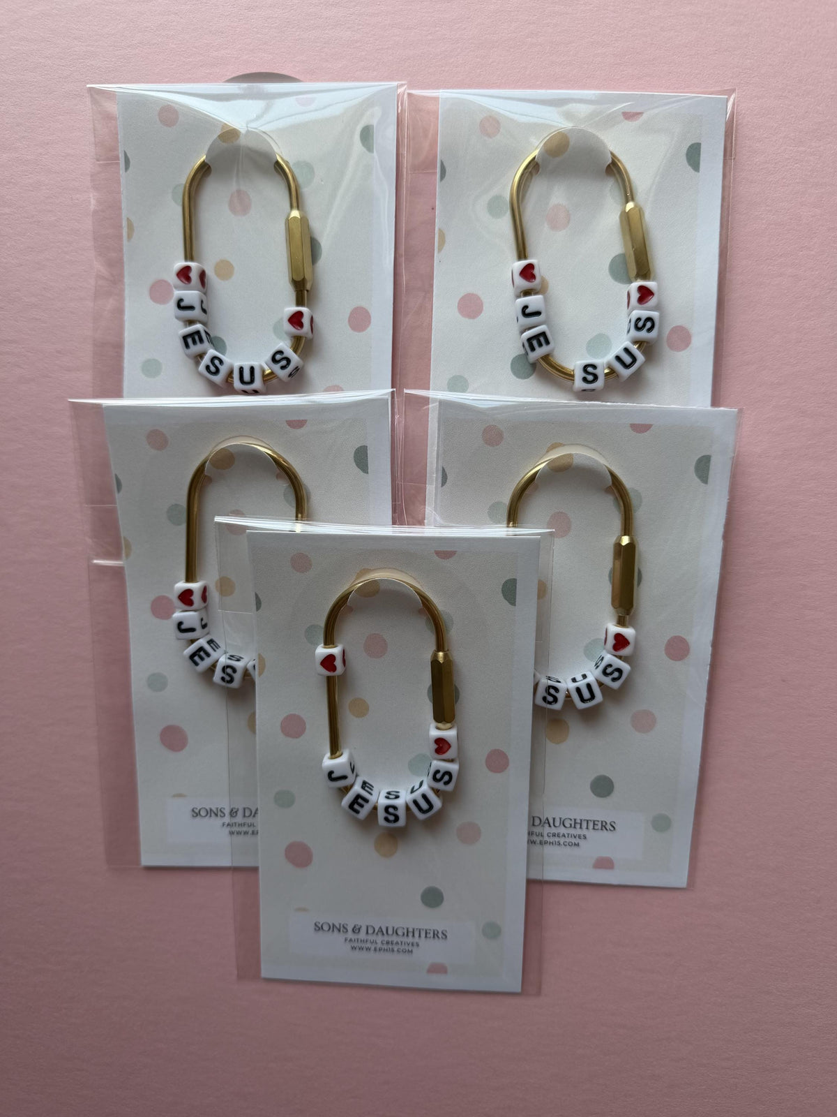 Jesus Carabiner, Textured Gold Bag Charm and Christian Keychain