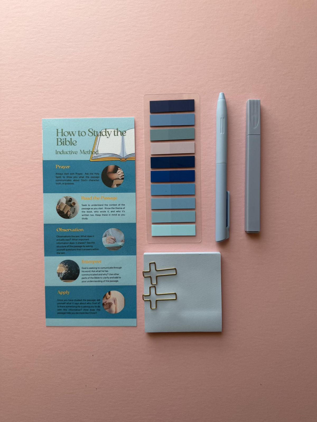 Bible Study Starter Kit | Faith-Based Journaling & Reflection Tools | Bible Study Guide, Highlighters, Bookmarks, Gift for Her