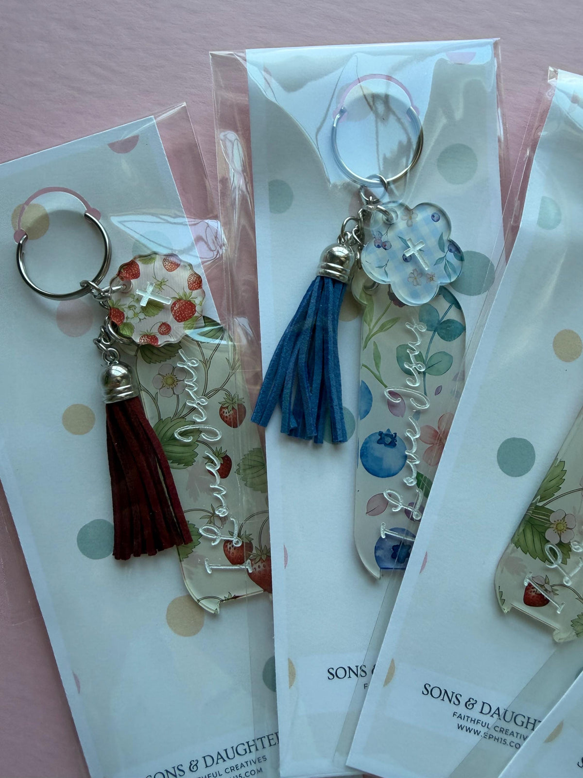 Hair Tie Holder, Vintage Fruit Bag Charm with Jesus Keychain
