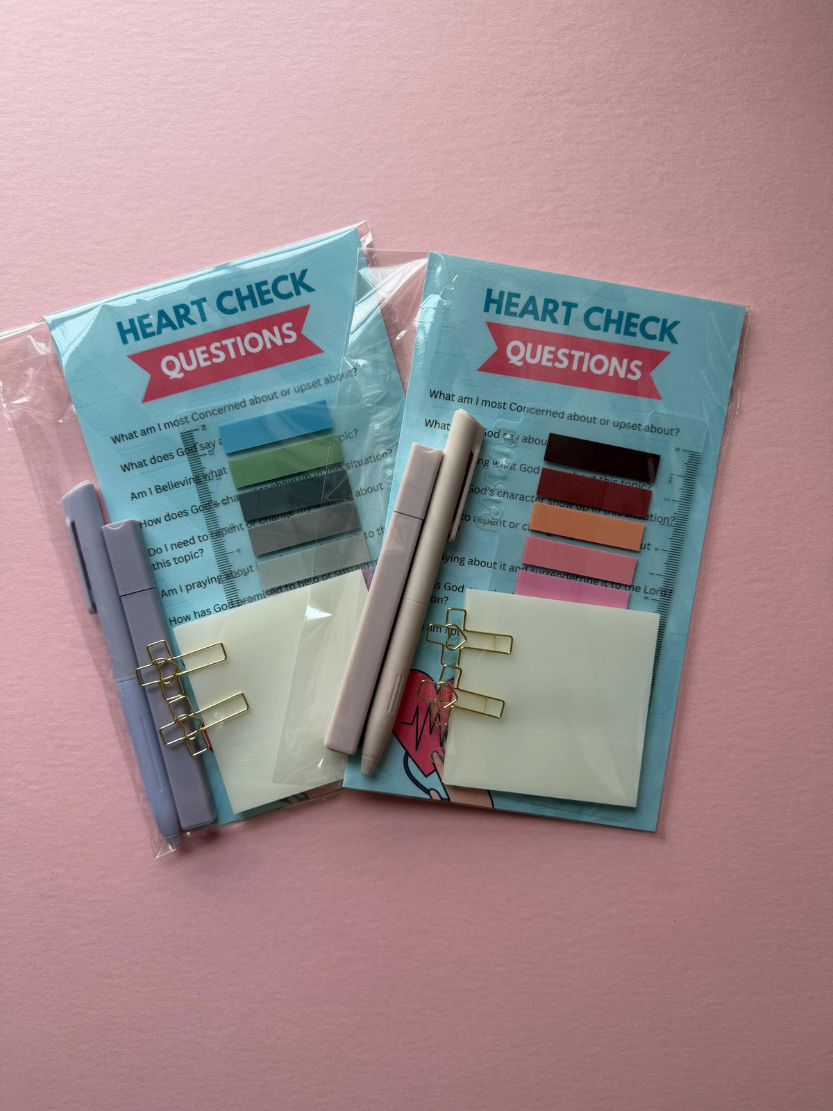 Bible study kit, heart check bookmark, Christian pray study guide