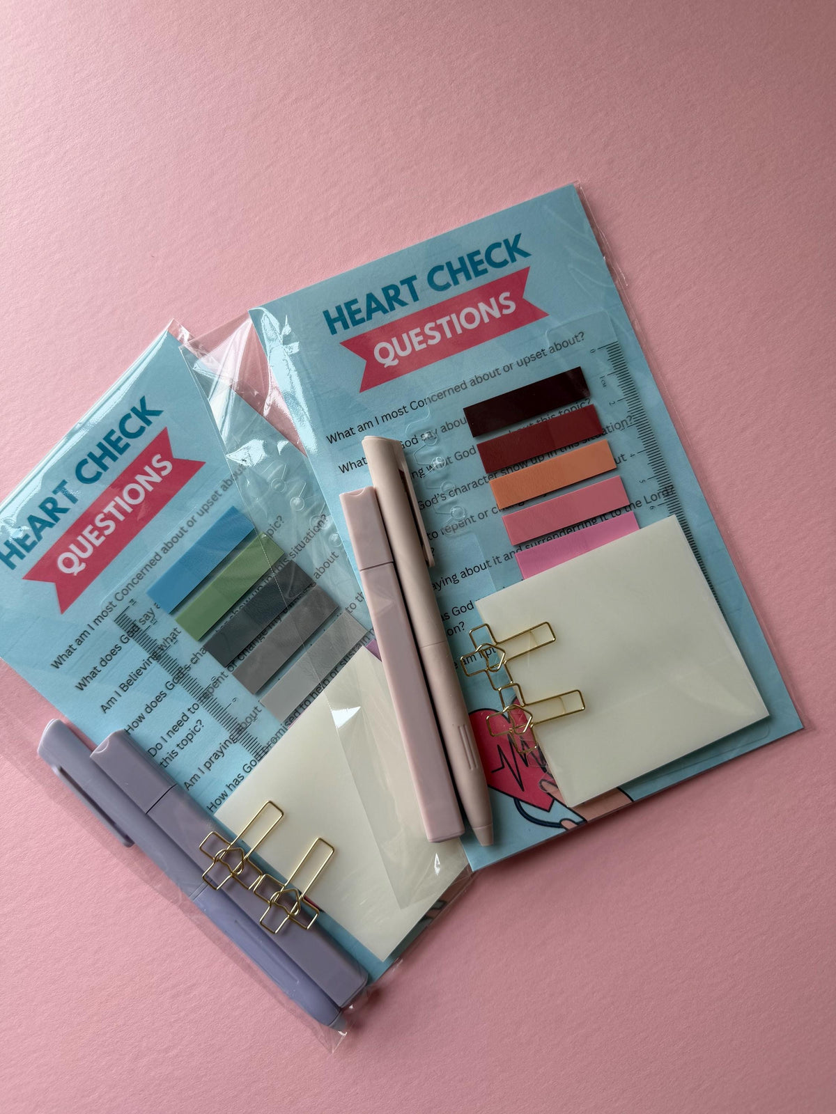 Bible study kit, heart check bookmark, Christian pray study guide